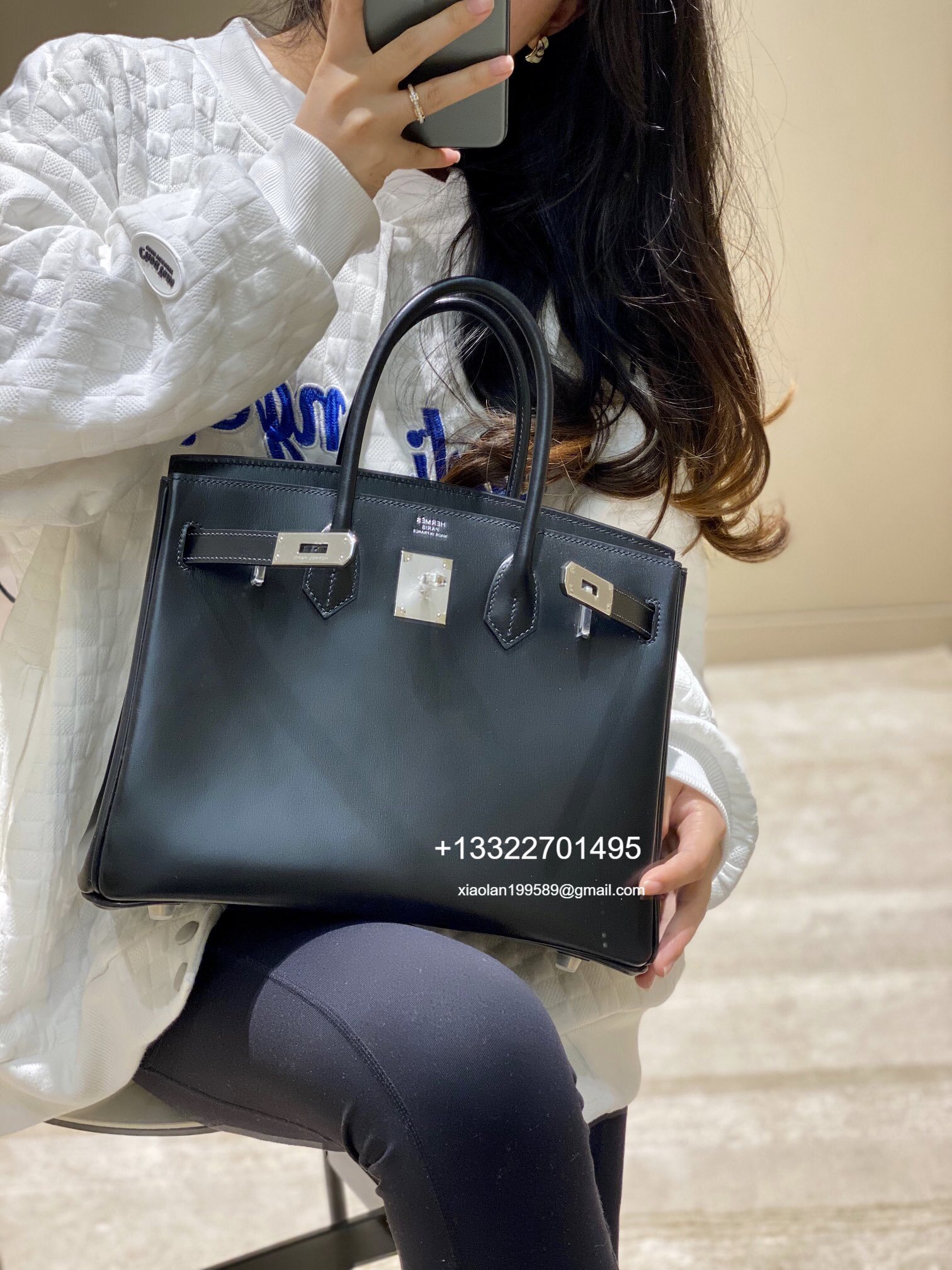Hermes Birkin Black Box Leather