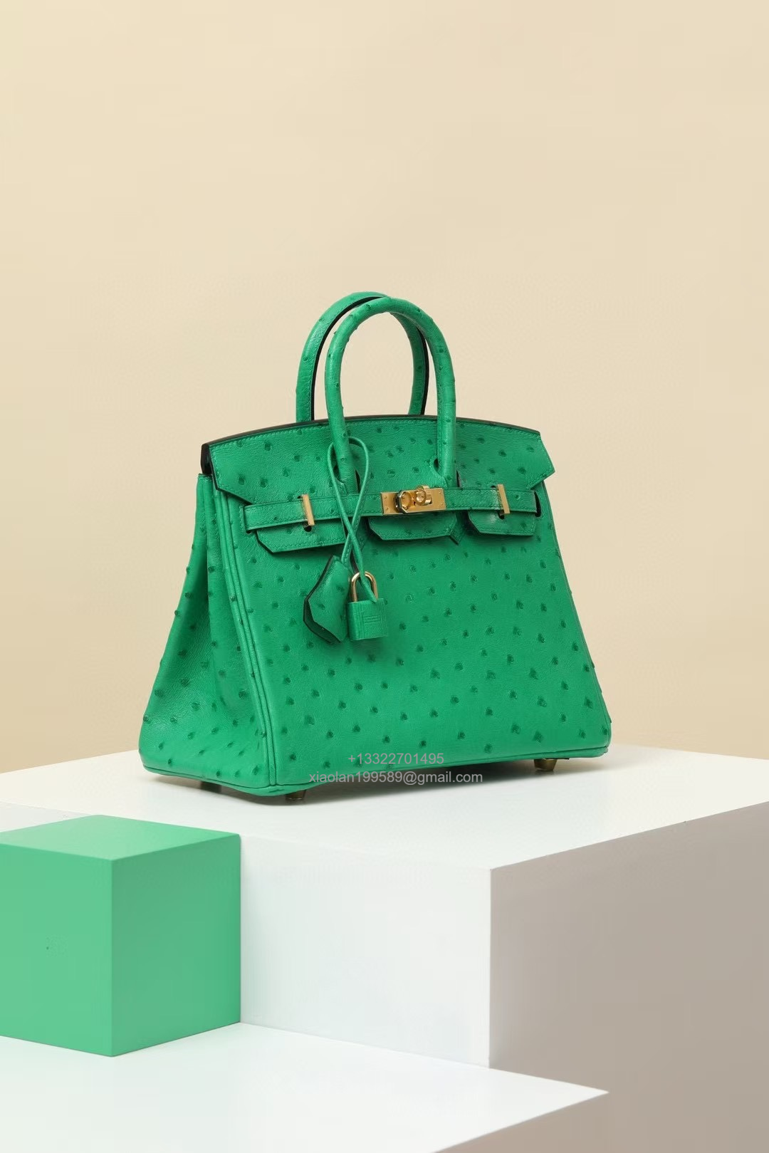 Birkin 25/30/35cm South African KK Ostrich Leather, Premium Fully Handcrafted Exclusive Custom –Velvet Green