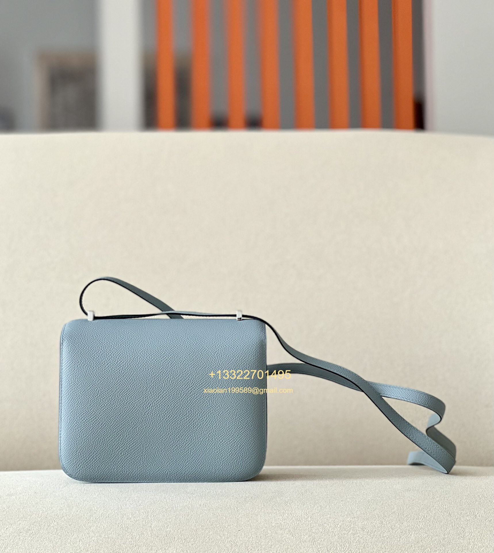 Hermès Constance 18/24 in Linen Blue Epsom leather, purely handcrafted, high-end customization edition.