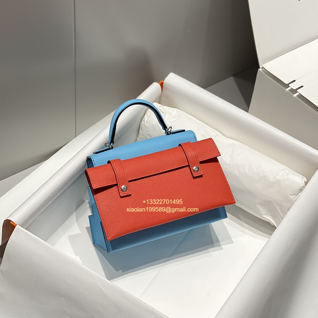 Hermès Kelly Doll Quelle Idole Picto Bag, Limited Edition in Candy Blue.