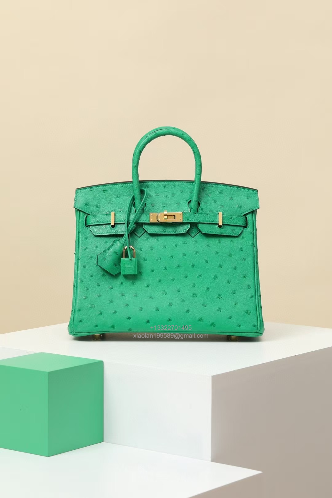 Birkin 25/30/35cm South African KK Ostrich Leather, Premium Fully Handcrafted Exclusive Custom –Velvet Green