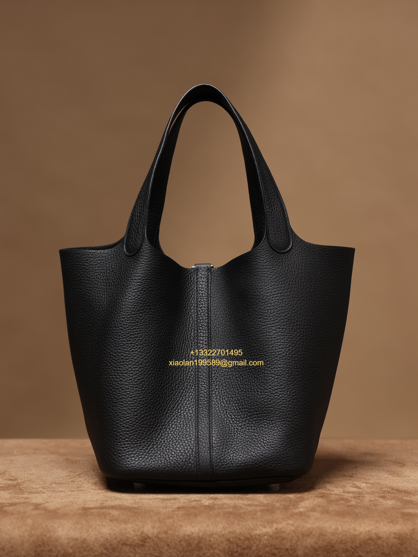 Hermès Picotin 18/22 in Clemence Leather, Hand-stitched with Beeswax Thread, High-end Customization - Black.