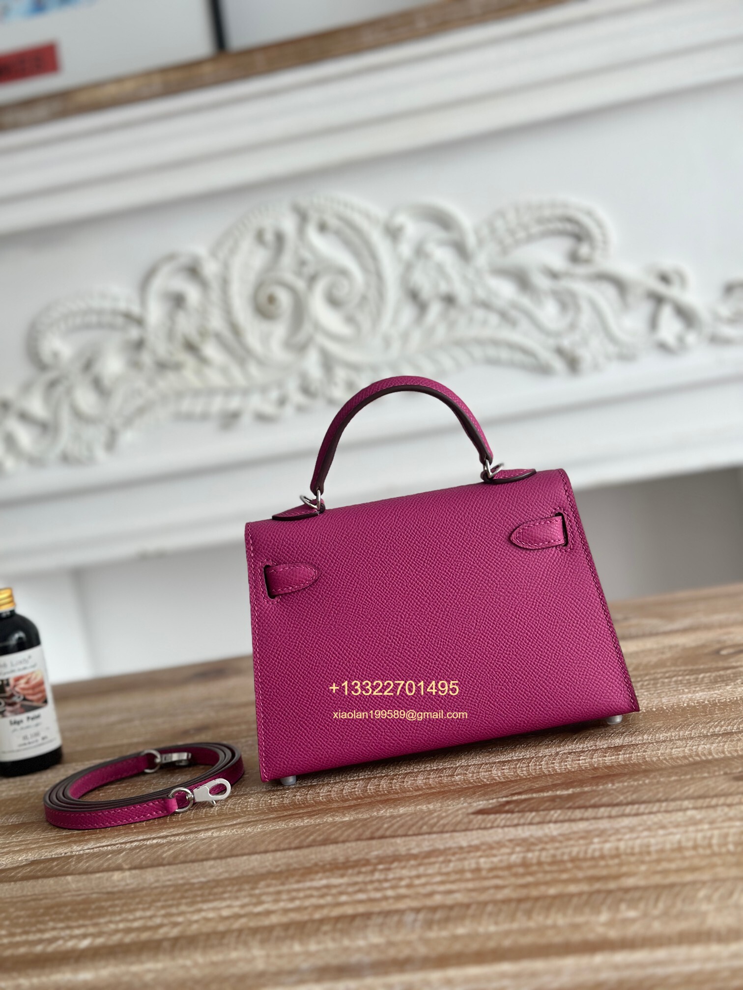 Hermès Epsom Leather Mini Kelly II in Rose Violet Purely Handcrafted with Waxed Thread Stitching, High-End Customization