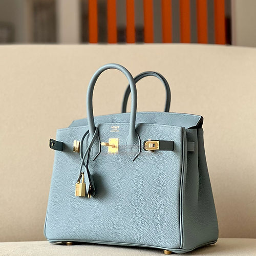 Hermès Birkin 25/30/35cm, handcrafted with togo  leather –Linen Blue