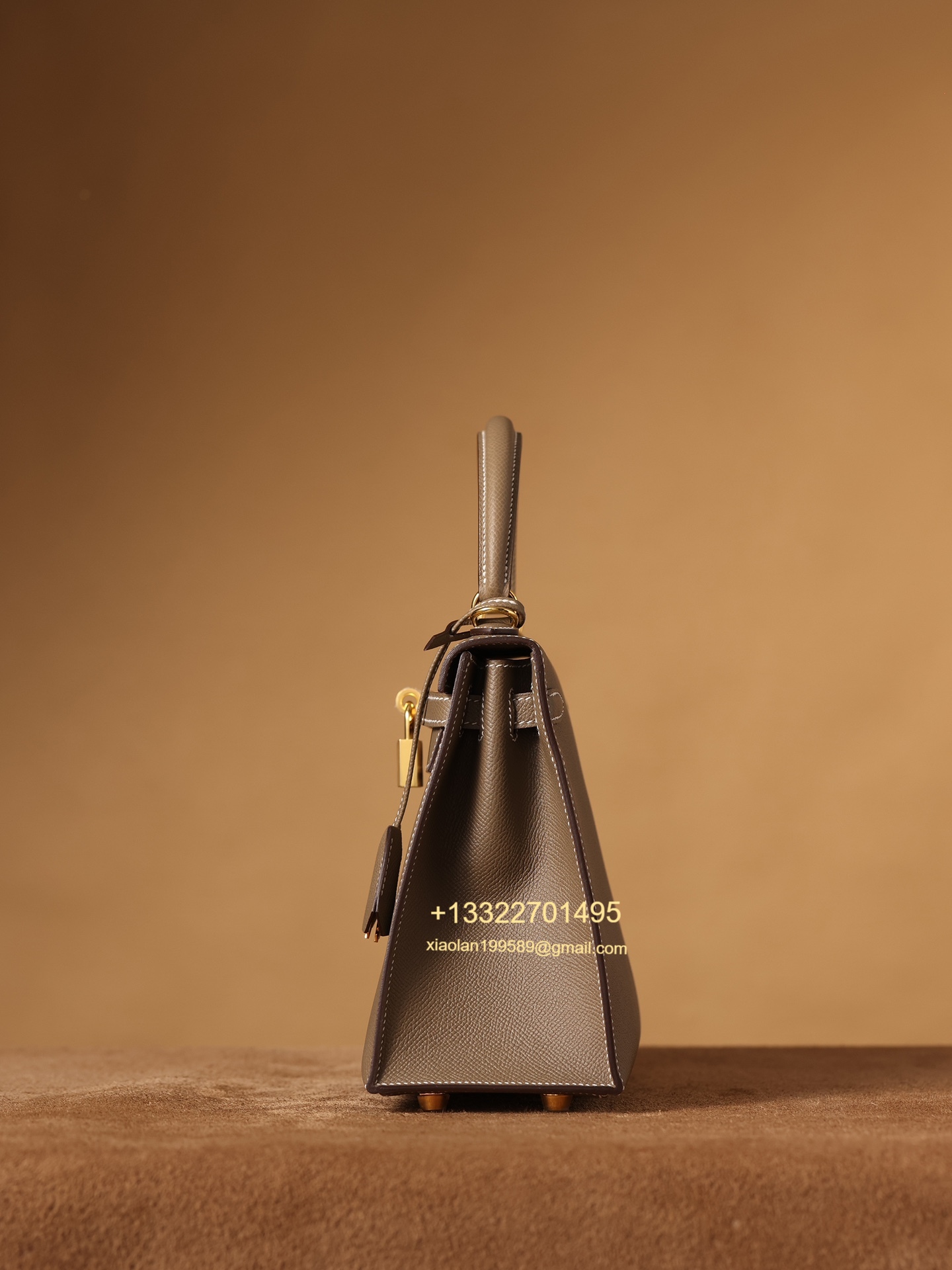 Hermès Kelly Handbag in Elephant Gray Epsom Cowhide Leather, Purely Handcrafted, High-End Customization Edition