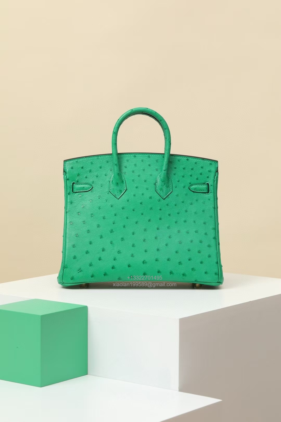 Birkin 25/30/35cm South African KK Ostrich Leather, Premium Fully Handcrafted Exclusive Custom –Velvet Green