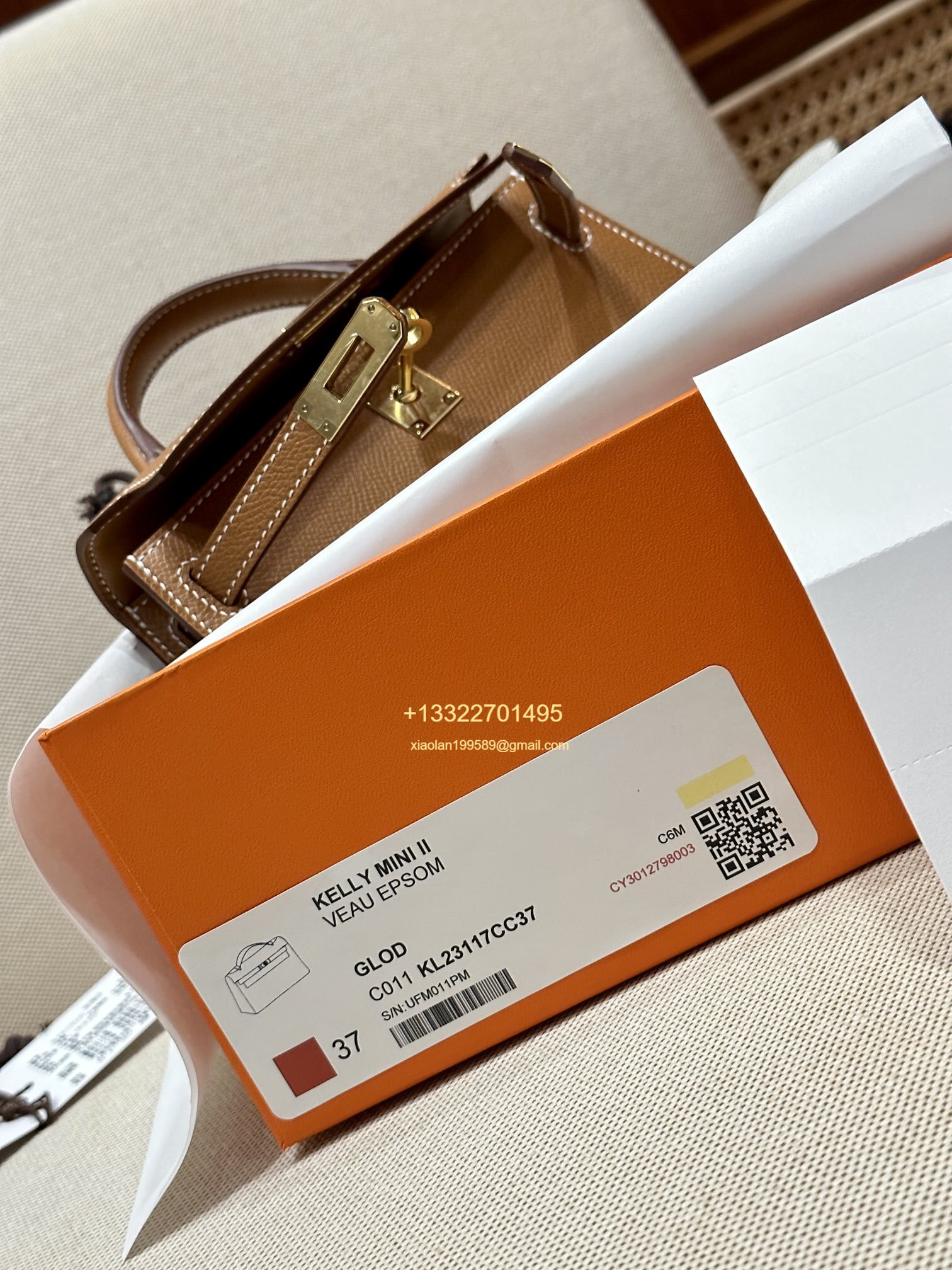 Hermès Mini Kelly II Handbag in Gold Brown Made from Epsom Cowhide Leather, Purely Handcrafted, High-End Customization Edition