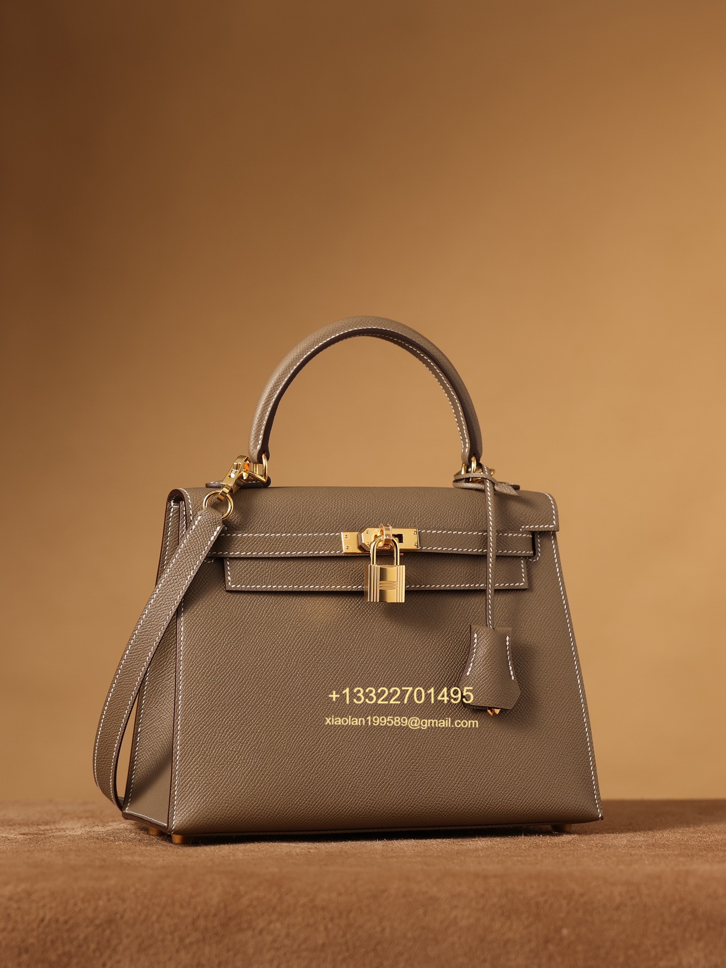 Hermès Kelly Handbag in Elephant Gray Epsom Cowhide Leather, Purely Handcrafted, High-End Customization Edition