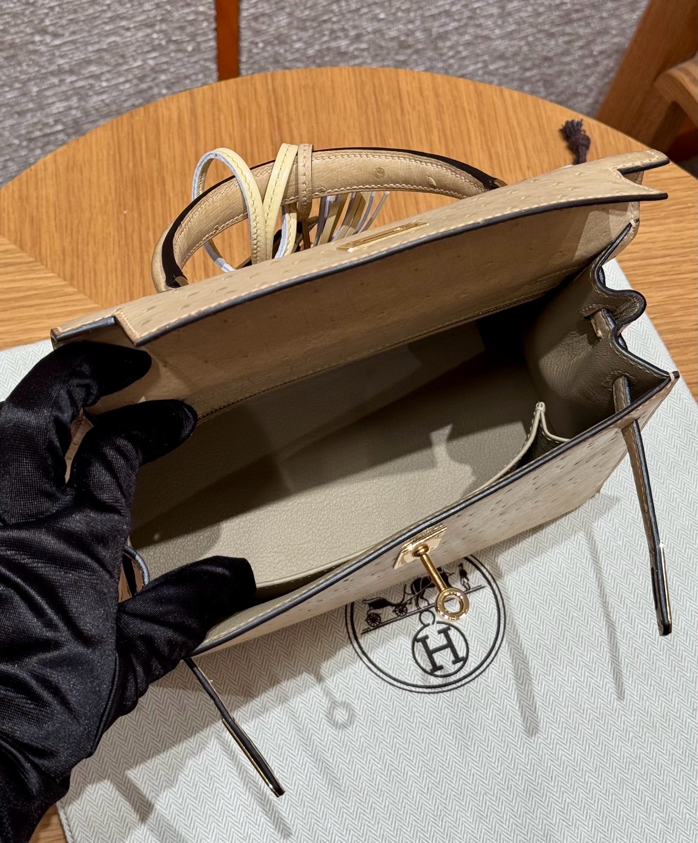 Kelly 25/28/32cm South African KK Ostrich Leather, Premium Fully Handcrafted Exclusive Custom –Chai