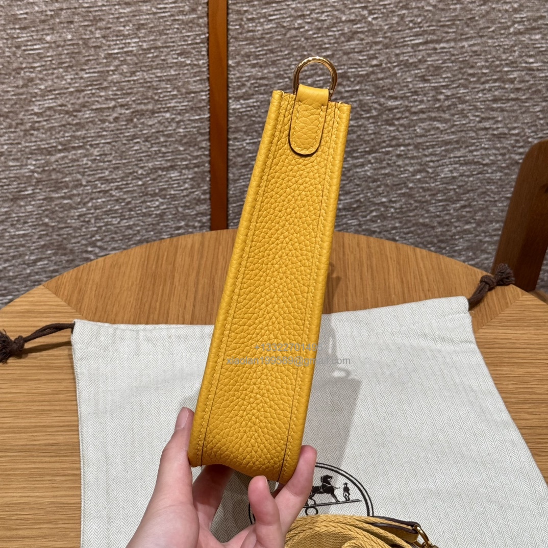 Hermès Evelyne mini Bag in Clemence Leather, Premium Handcrafted Customization-Jaune amber