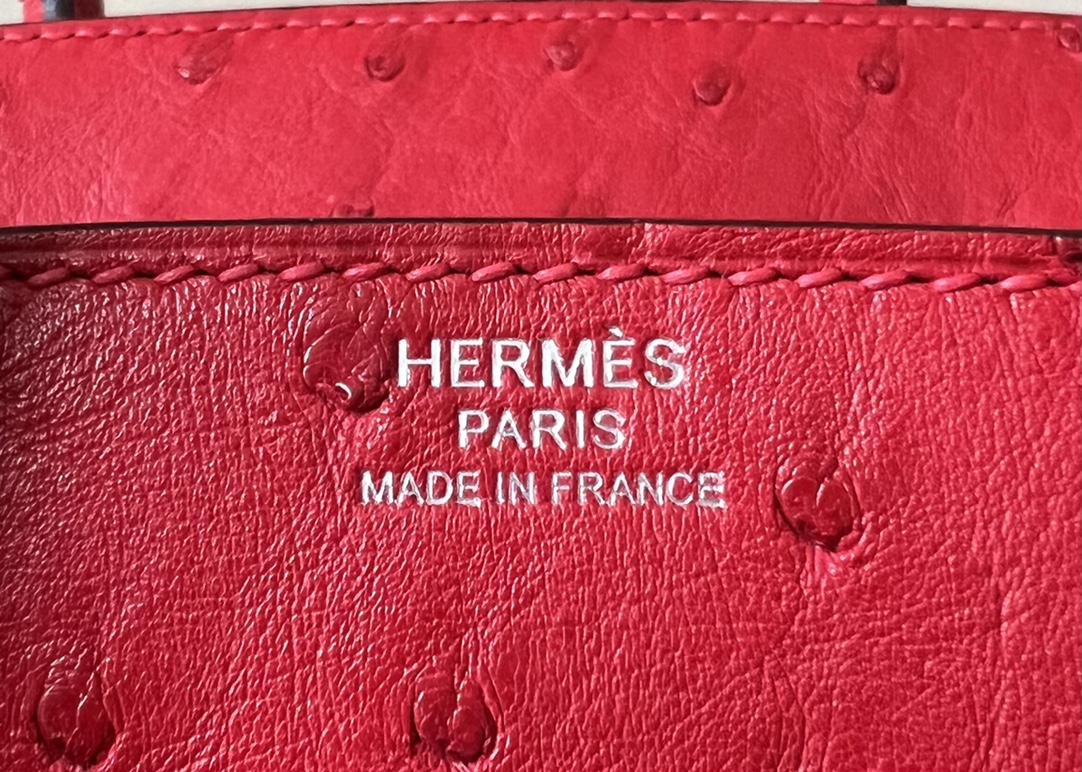Birkin 25/30/35cm South African KK Ostrich Leather, Premium Fully Handcrafted Exclusive Custom –Ferrari Red