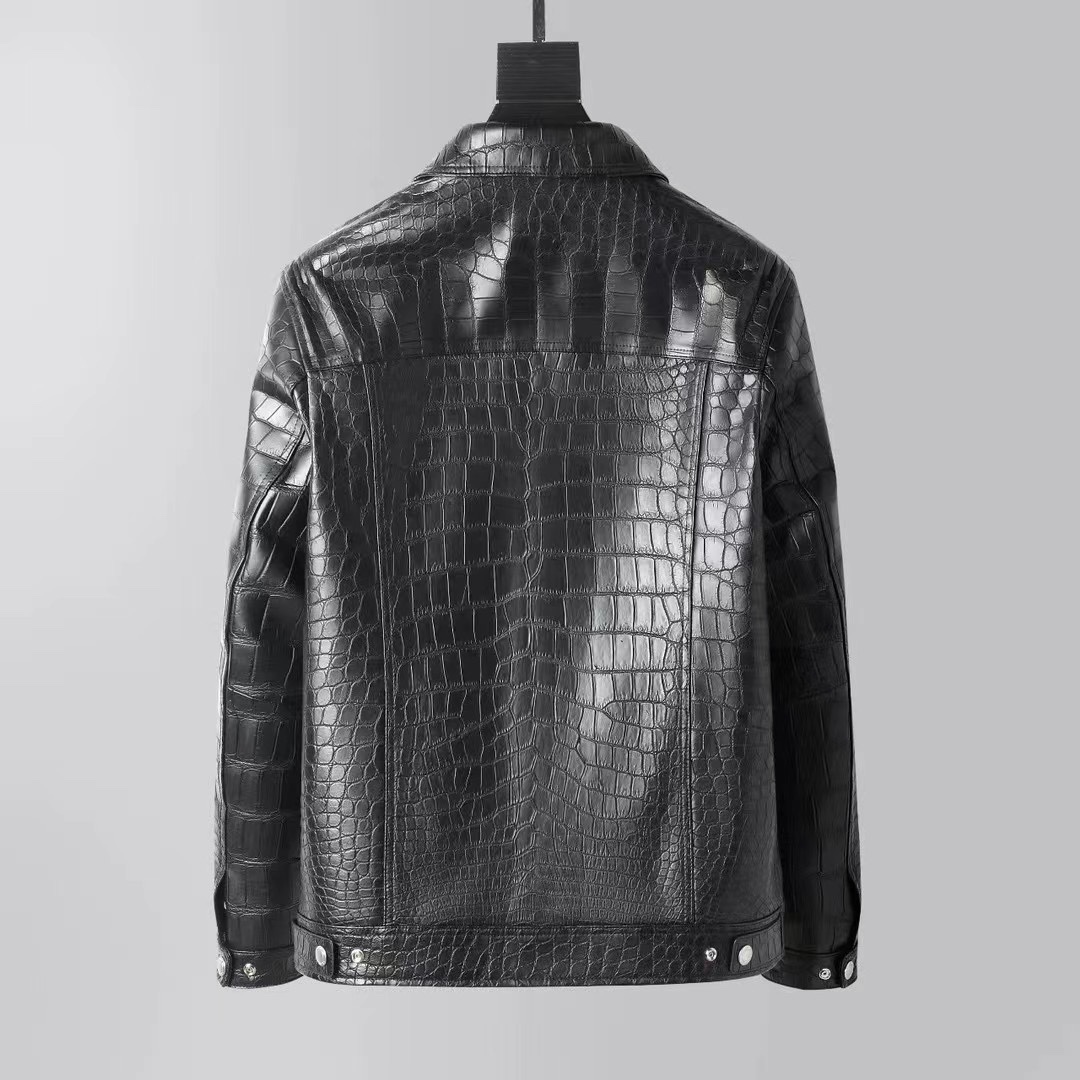 Handcrafted Luxury Private Customization High-Quality Crocodile Leather Jacket