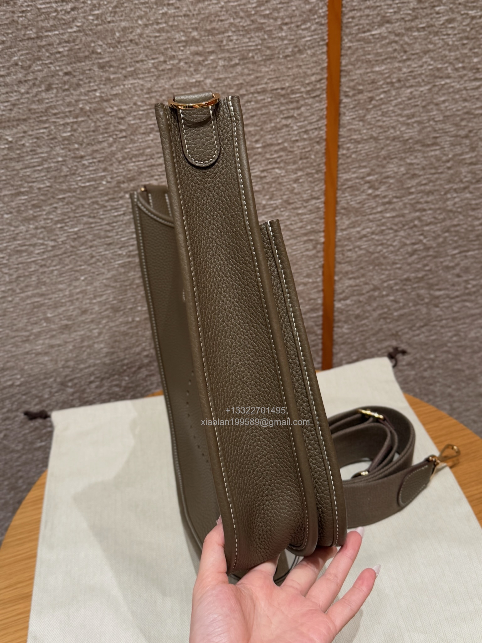 Hermès Evelyne Bag in Clemence Leather, Premium Handcrafted Customization – Etoupe.