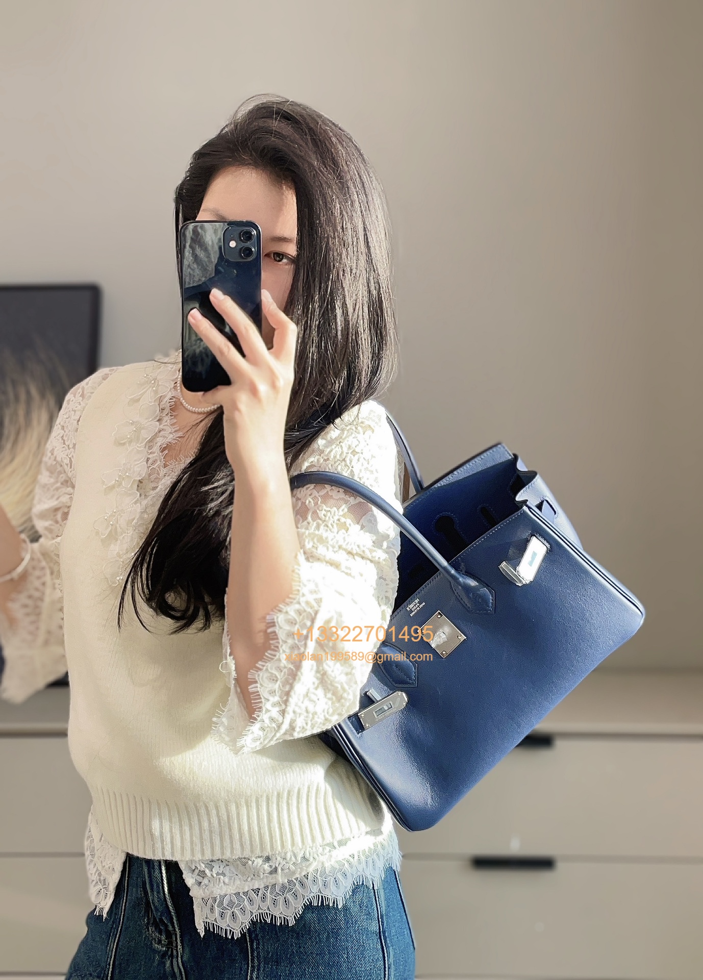 Hermès Shoulder Birkin 29 in Deep Blue Crafted with Hermès' signature Evercolor Leather, Synchronize with Boutique, Purely Handcrafted with Waxed Thread Stitching, Pure Steel Hardware, High-End Customization