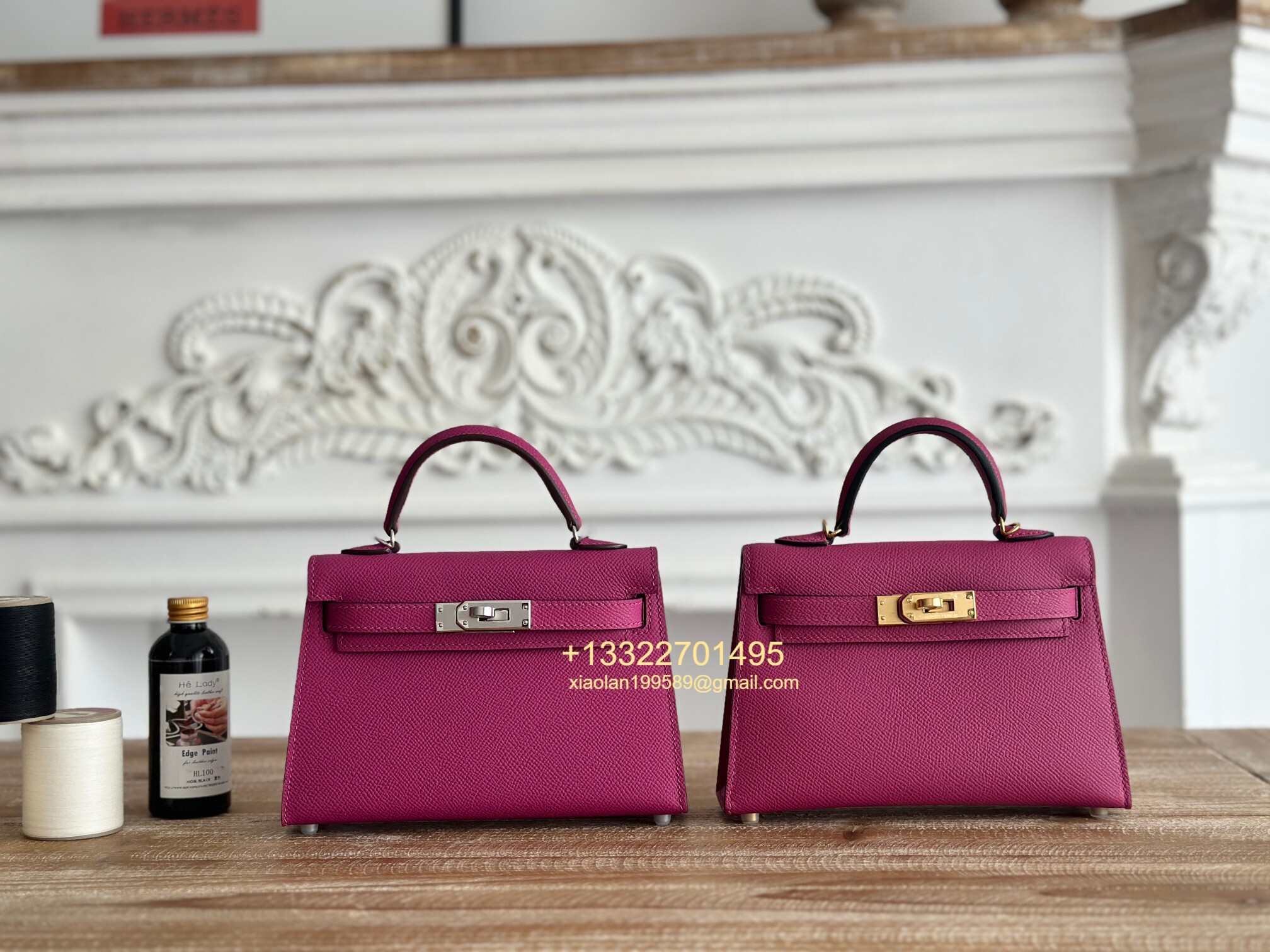 Hermès Epsom Leather Mini Kelly II in Rose Violet Purely Handcrafted with Waxed Thread Stitching, High-End Customization