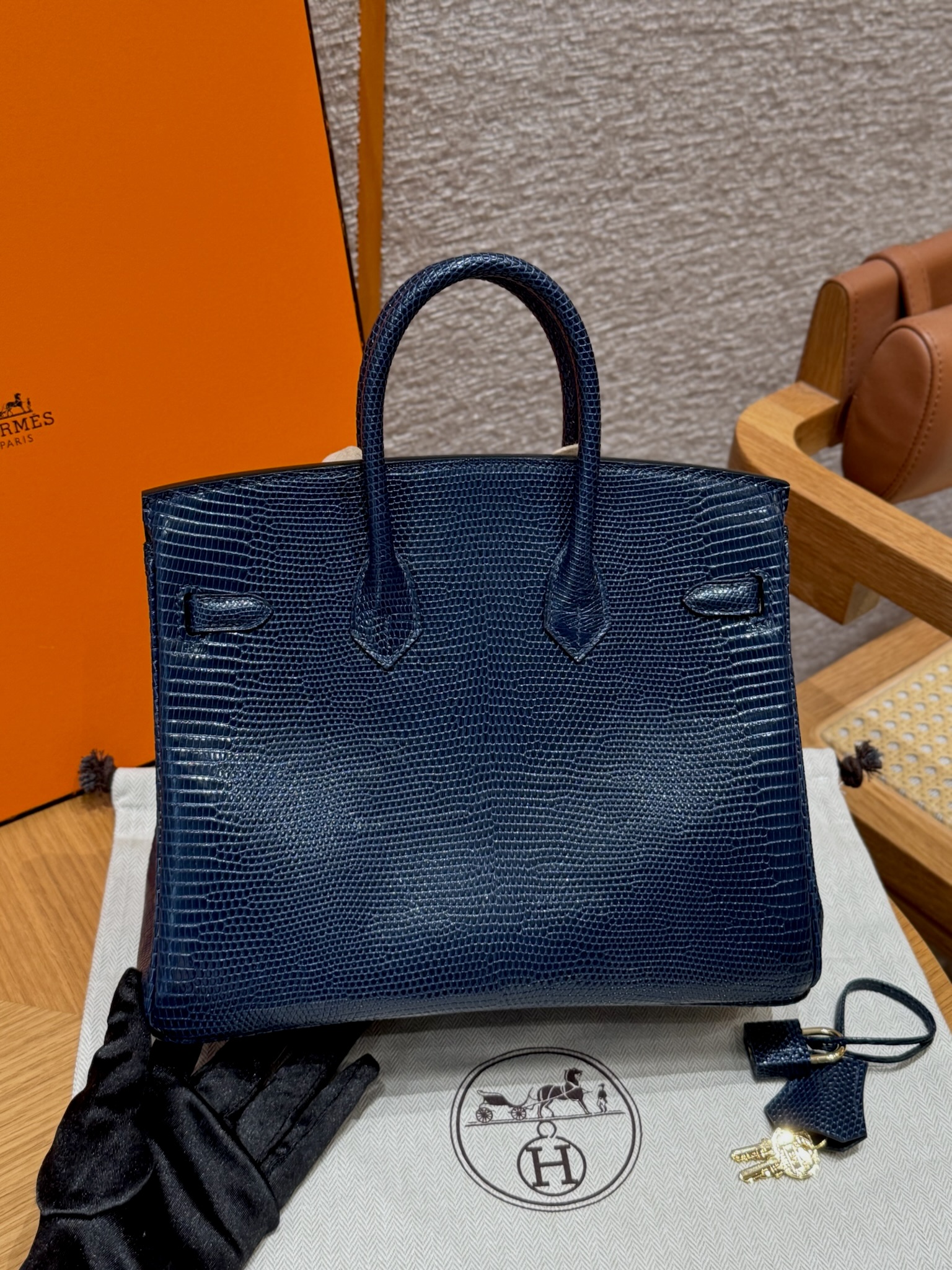 Birkin – Imported French lizard skin, premium stainless steel with 18K gold-plated hardware, fully handcrafted luxury custom-made ‼️ Blue Presse.