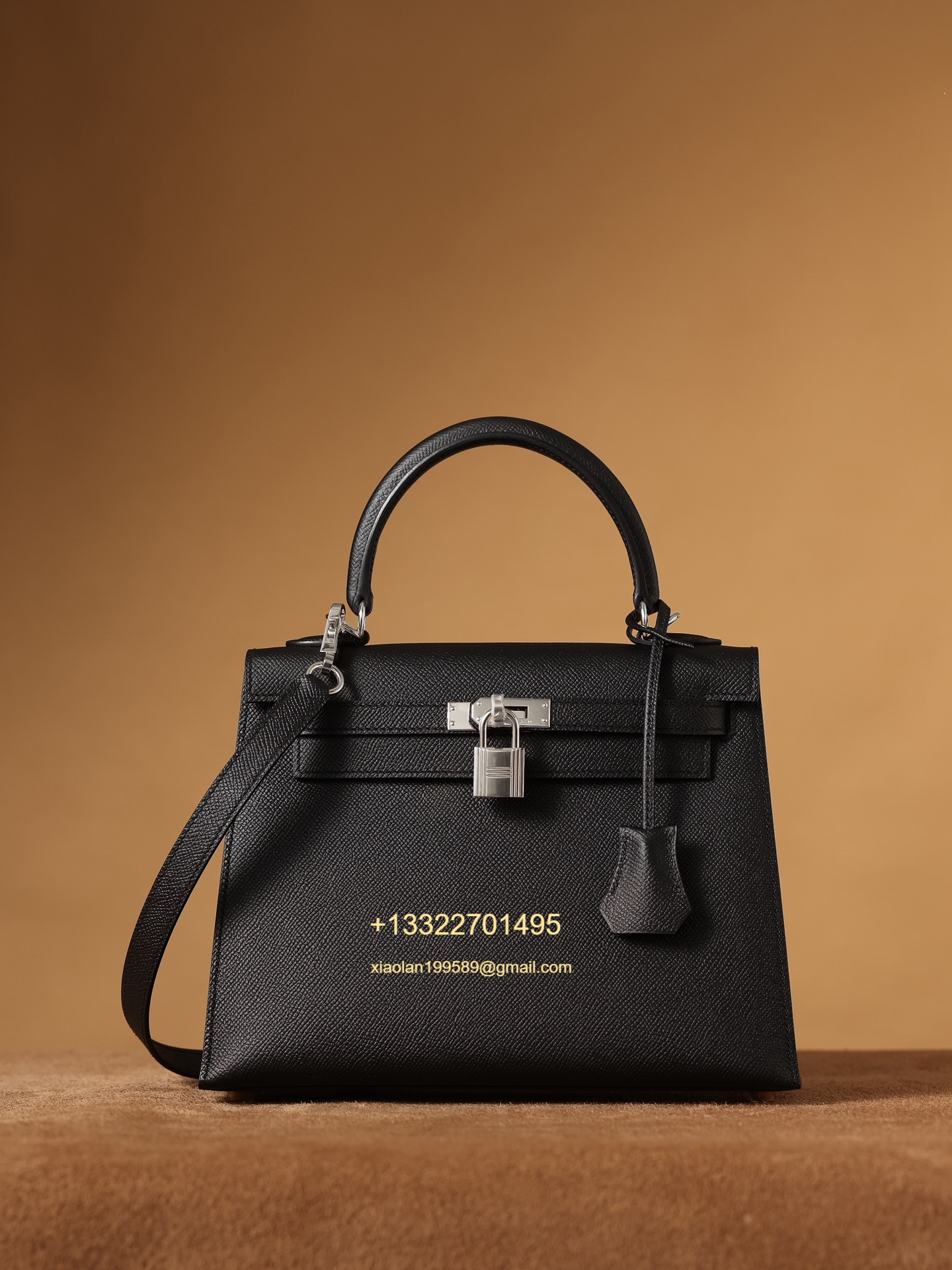 Hermès Kelly Handbag in Black Epsom Cowhide Leather, Purely Handcrafted, High-End Customization Edition