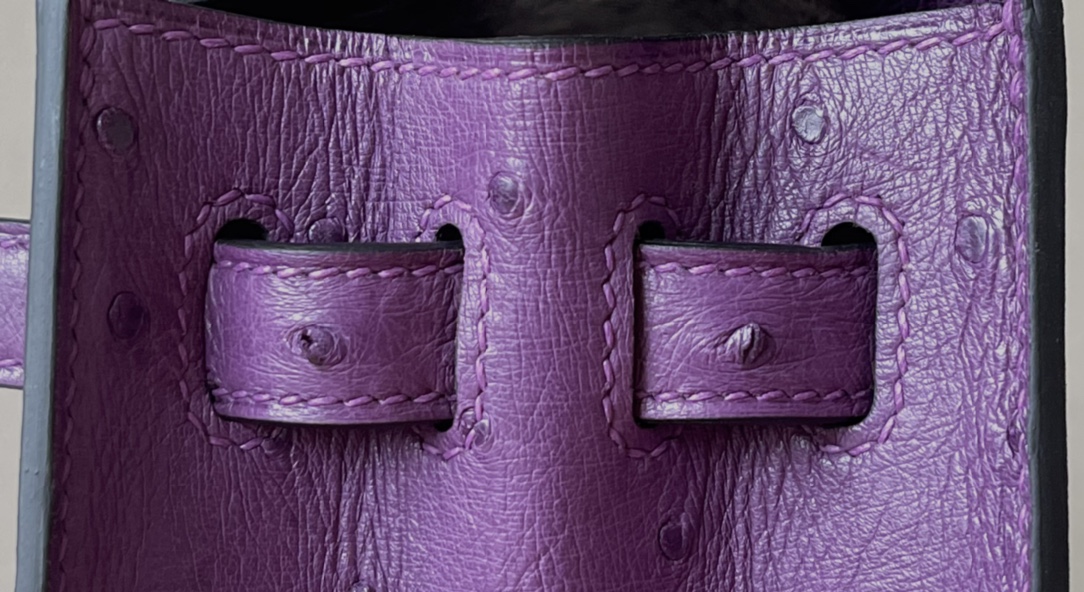 Kelly 25/28/32cm South African KK Ostrich Leather, Premium Fully Handcrafted Exclusive Custom –Anemone Purple
