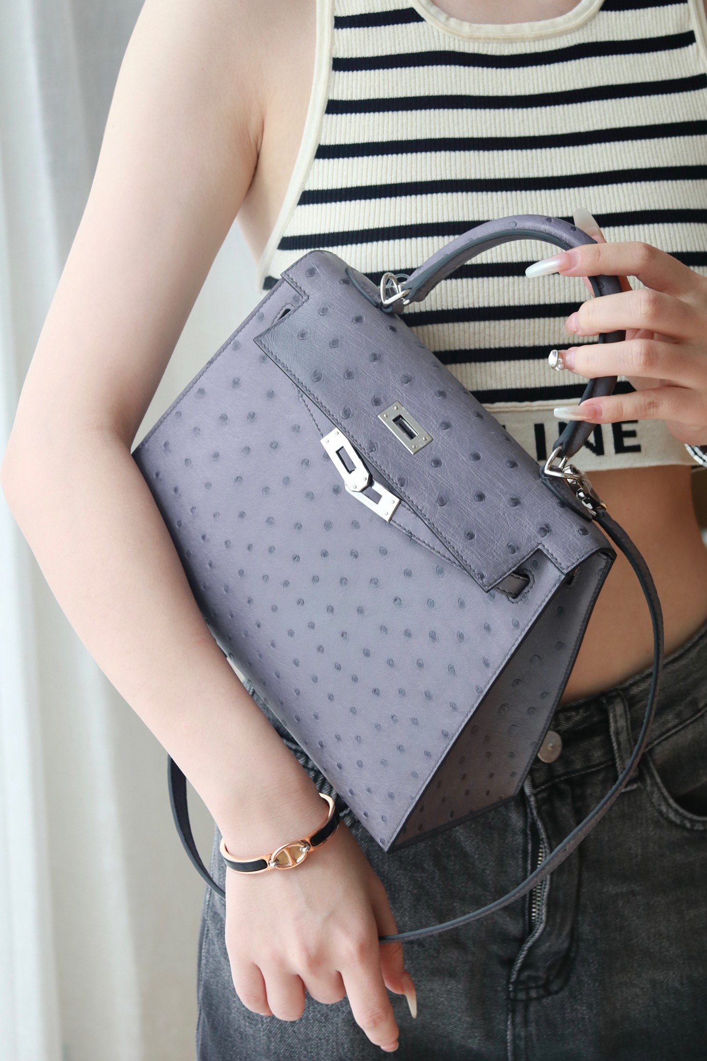 Kelly 25/28/32cm South African KK Ostrich Leather, Premium Fully Handcrafted Exclusive Custom –Chai