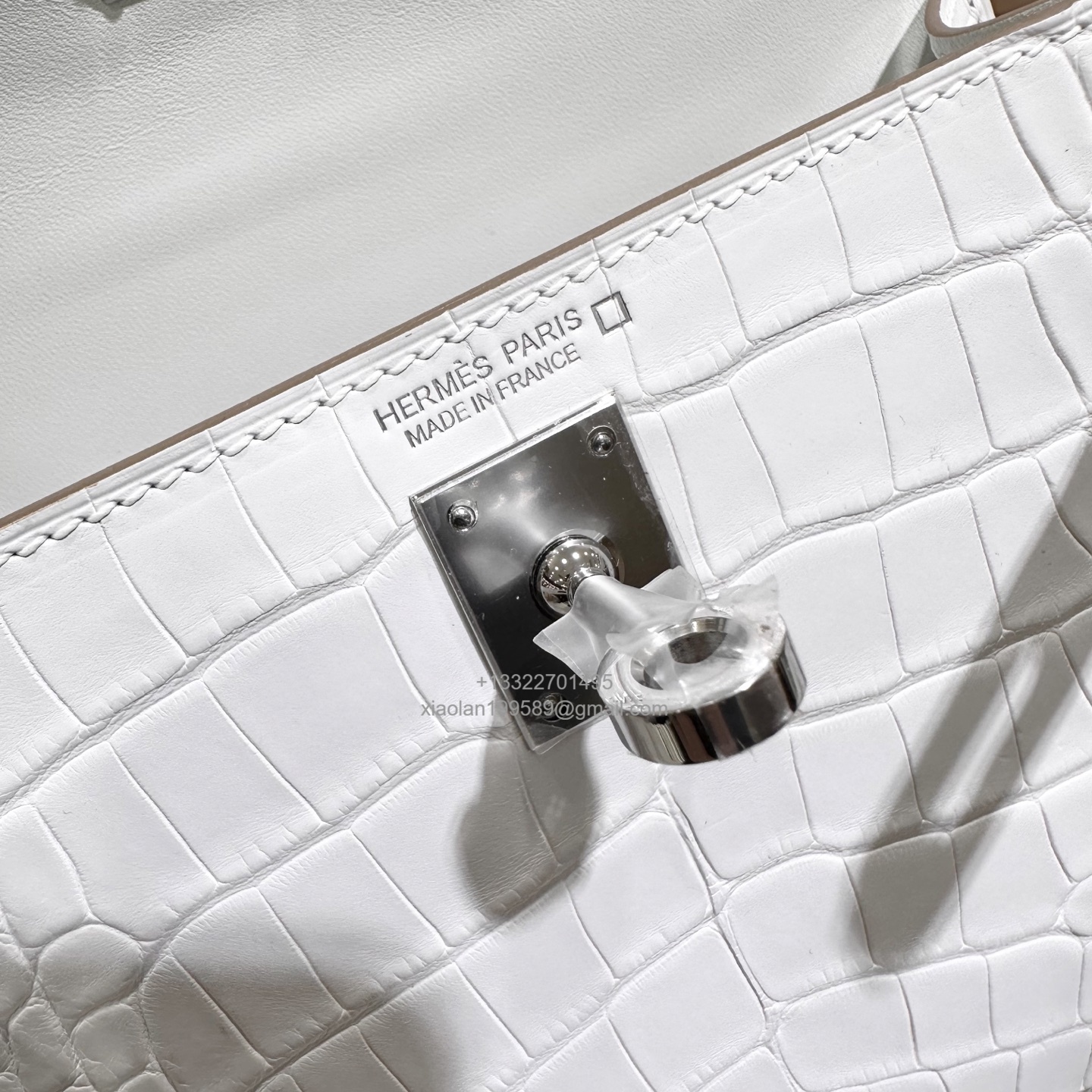 Hermès Mini Kelly in Crocodile Leather, Fully Handmade Premium Private Customization – Cream White