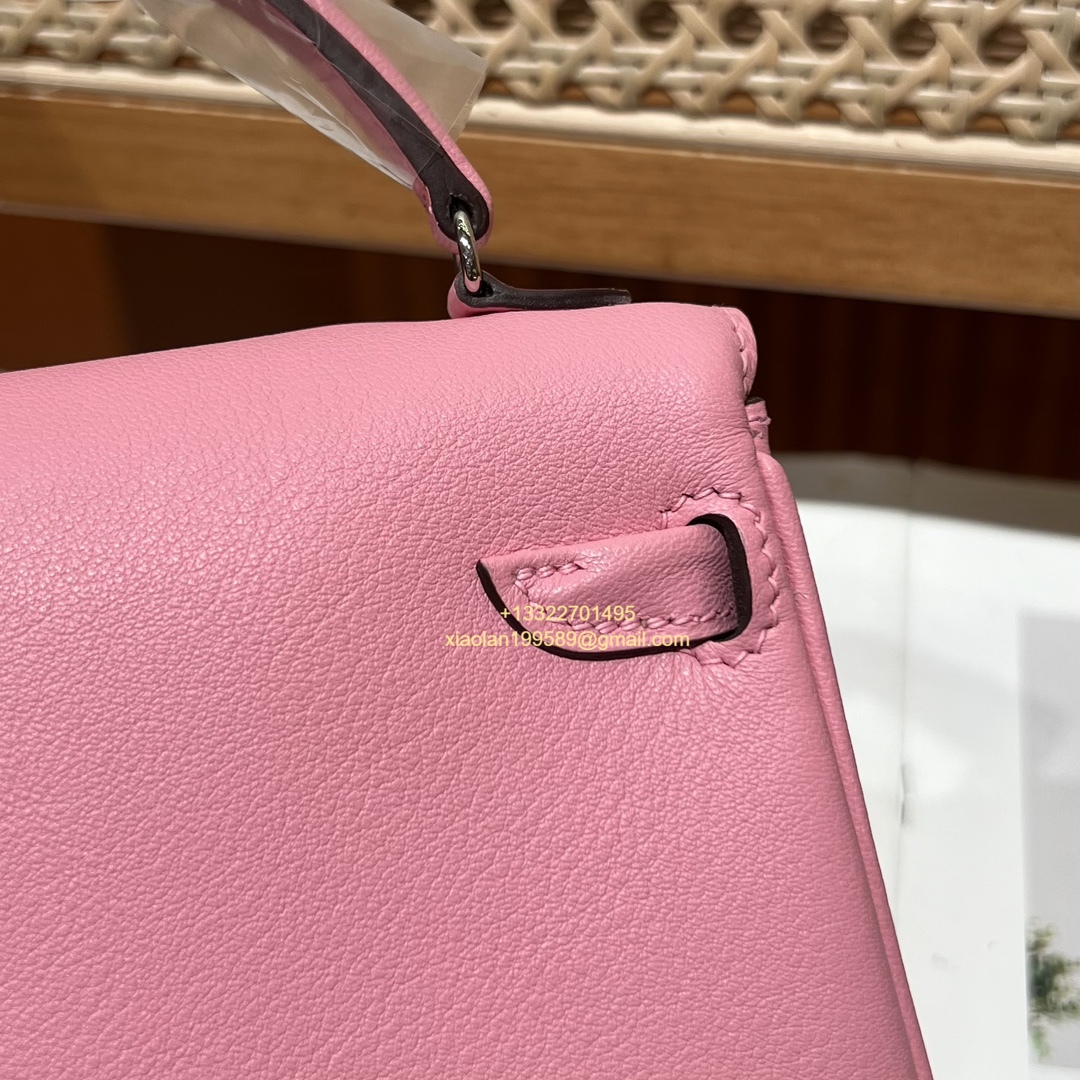 Hermès Kelly Doll Quelle Idole Picto Bag, Limited Edition in 3Q Pink, crafted from Swift Leather.