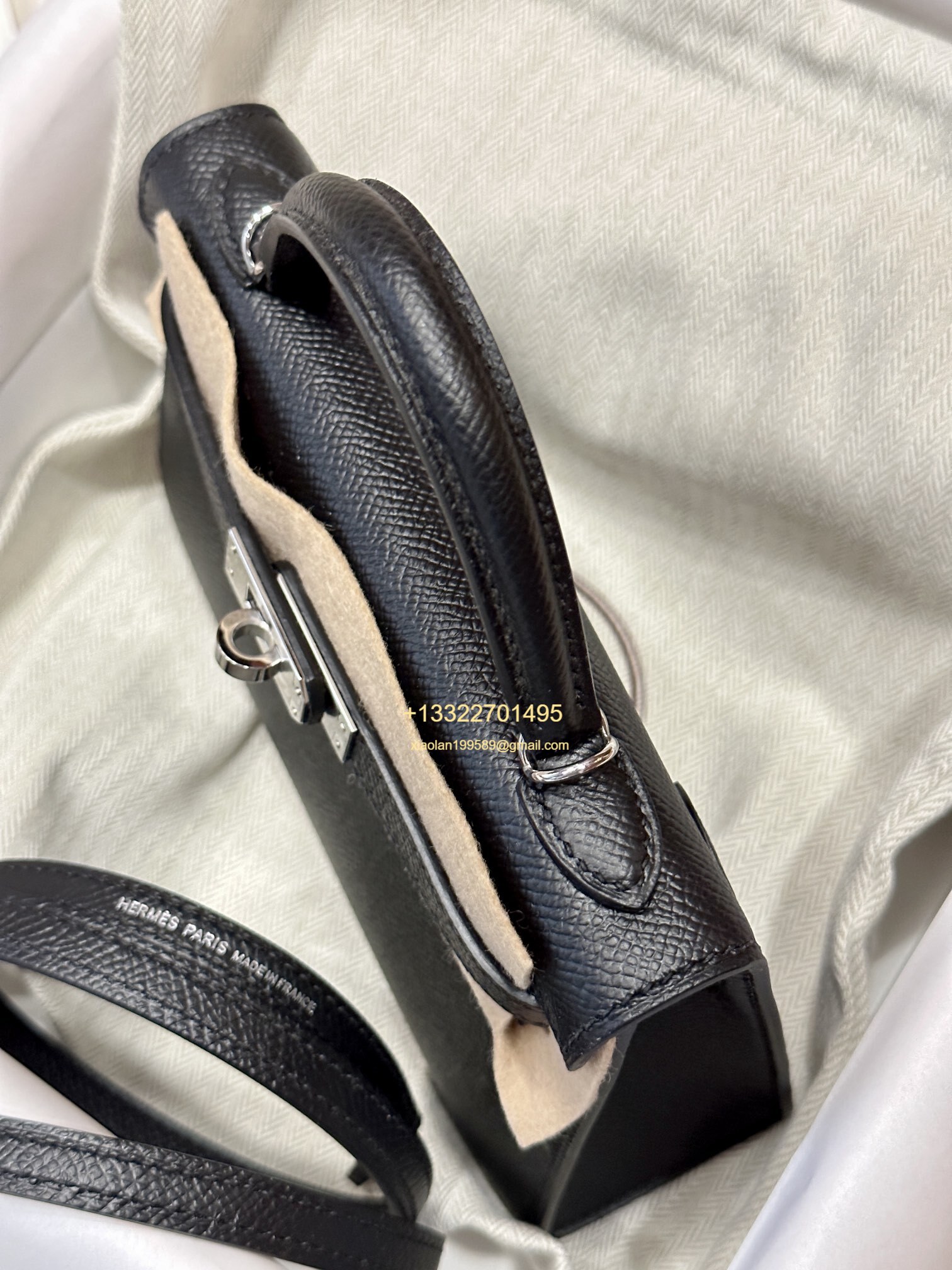 Hermès Mini Kelly II Handbag in Black Made from Epsom Cowhide Leather, Purely Handcrafted, High-End Customization Edition