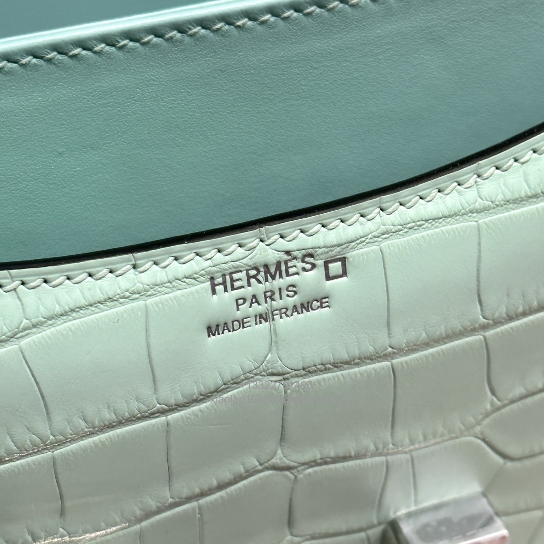 Hermès Constance 18/24cm in Crocodile Leather, Premium Handmade Customization-Mint Green