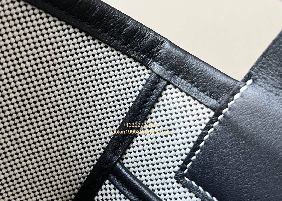 Hermès Steeple 25 Bag in H Canvas and Swift Calfskin – Light Beige / CK89 Black.