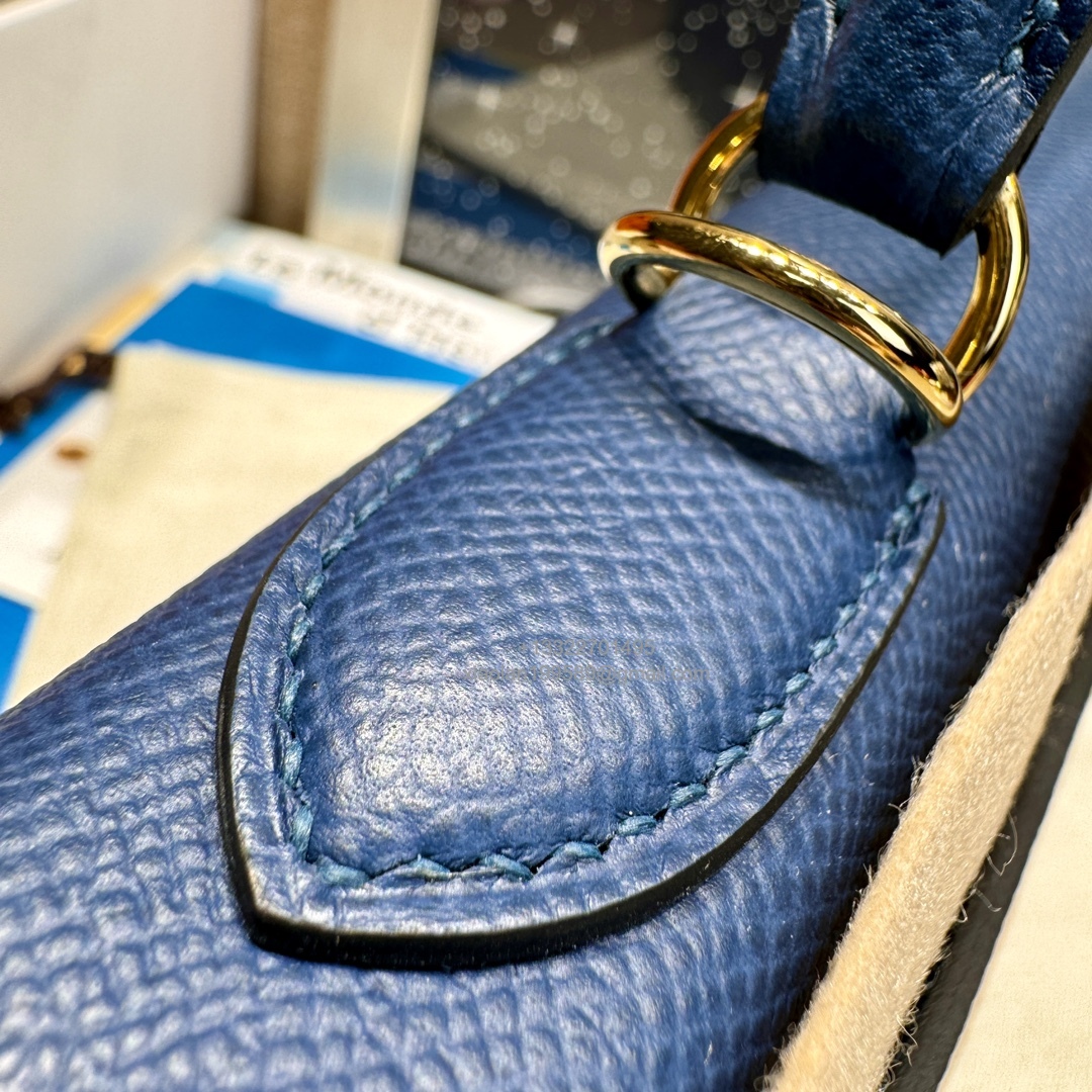 Hermès Kelly Handbag in Deep Blue Epsom Cowhide Leather, Purely Handcrafted, High-End Customization Edition