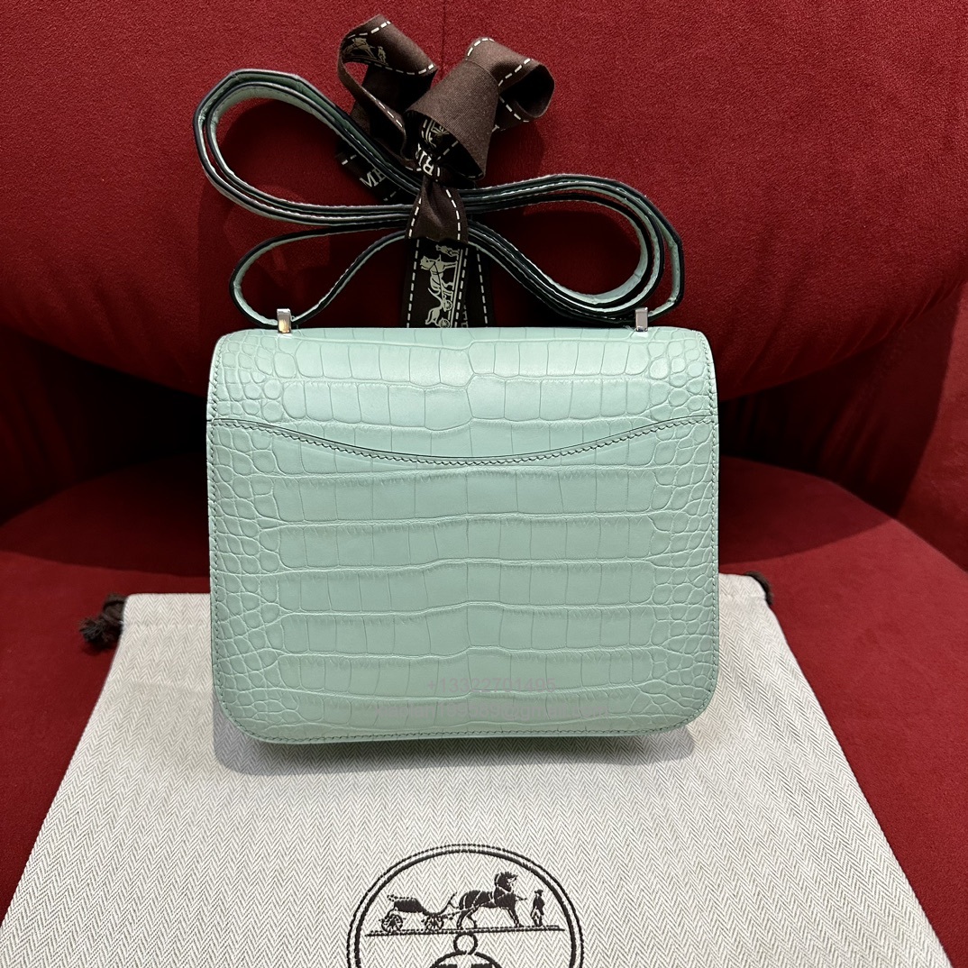 Hermès Constance 18/24cm in Crocodile Leather, Premium Handmade Customization-Mint Green