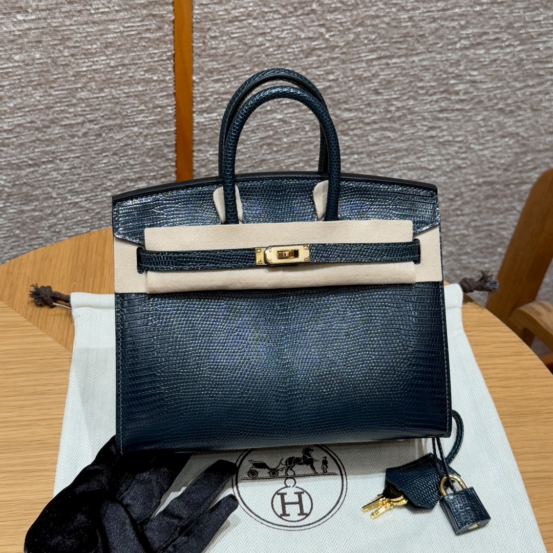 Birkin – Imported French lizard skin, premium stainless steel with 18K gold-plated hardware, fully handcrafted luxury custom-made ‼️ Vert cypres