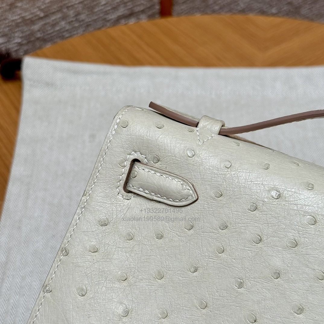 Hermès Kelly Pochette Clutch Bag, South African KK ostrich leather, fully handmade haute couture – i2/Nata
