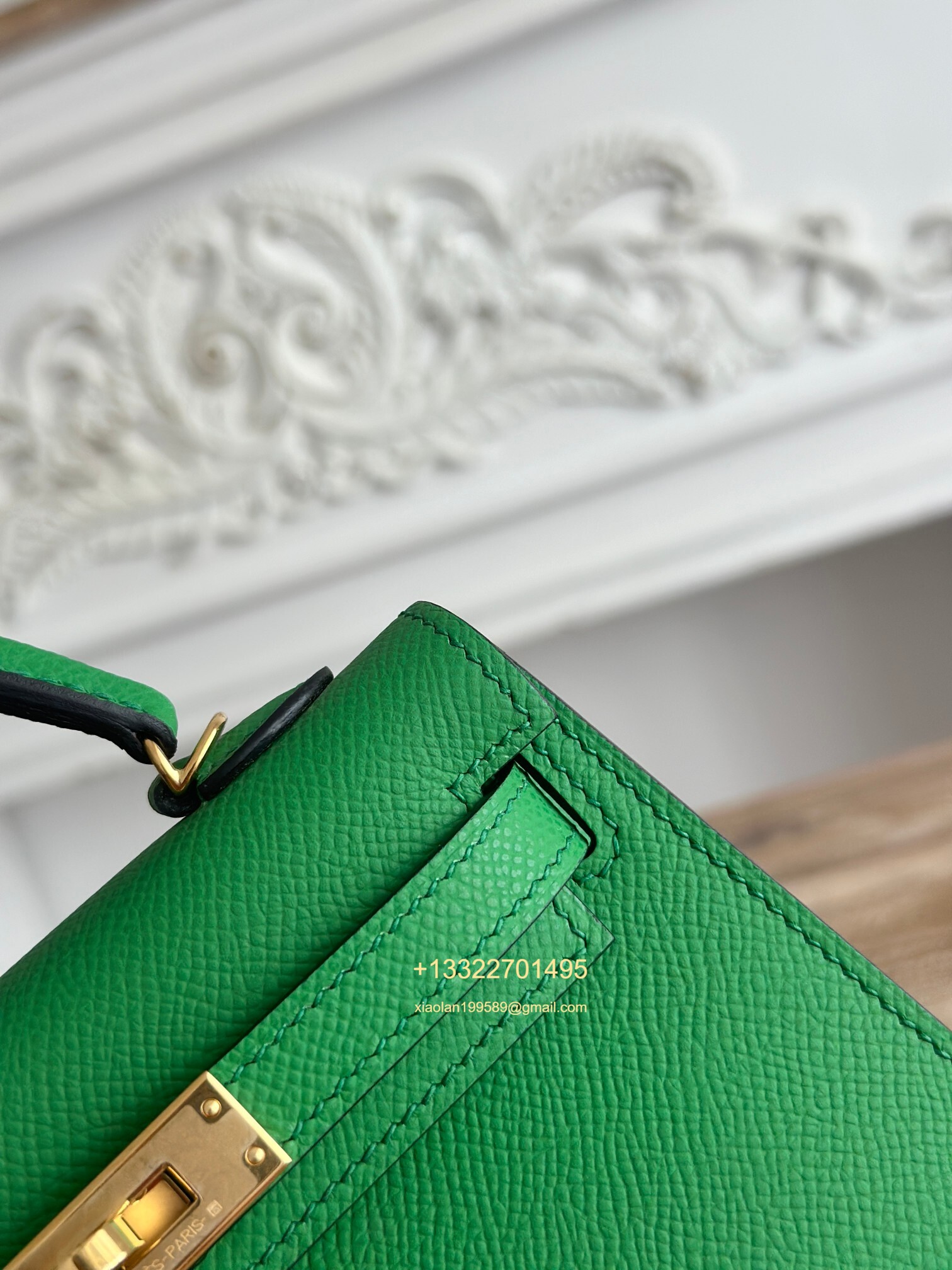 Hermès Epsom Leather Mini Kelly II in Bamboo Green Purely Handcrafted with Waxed Thread Stitching, High-End Customization