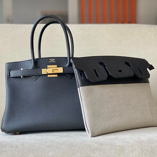Hermès Birkin 25/30/35cm in Fjord Saddle Leather / Togo Leather / Canvas Color: Black