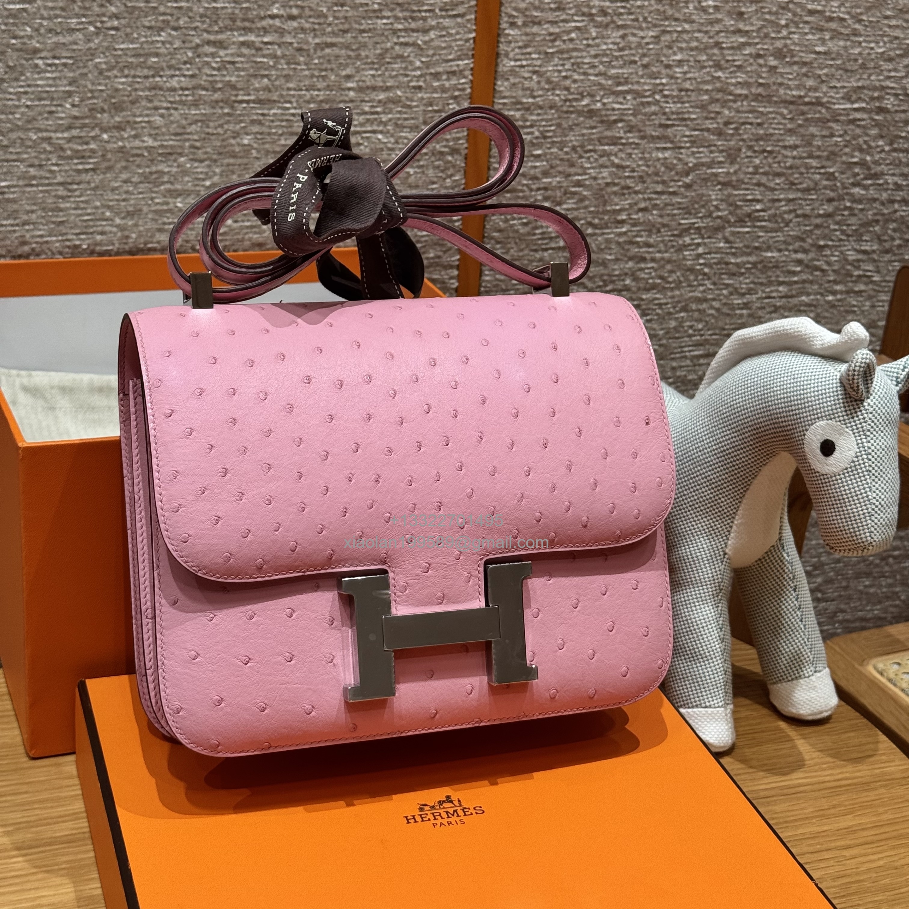 Hermès Constance 18/24 in Ostrich Leather, Premium Fully Handmade Exclusive Customization – Bubblegum Pink