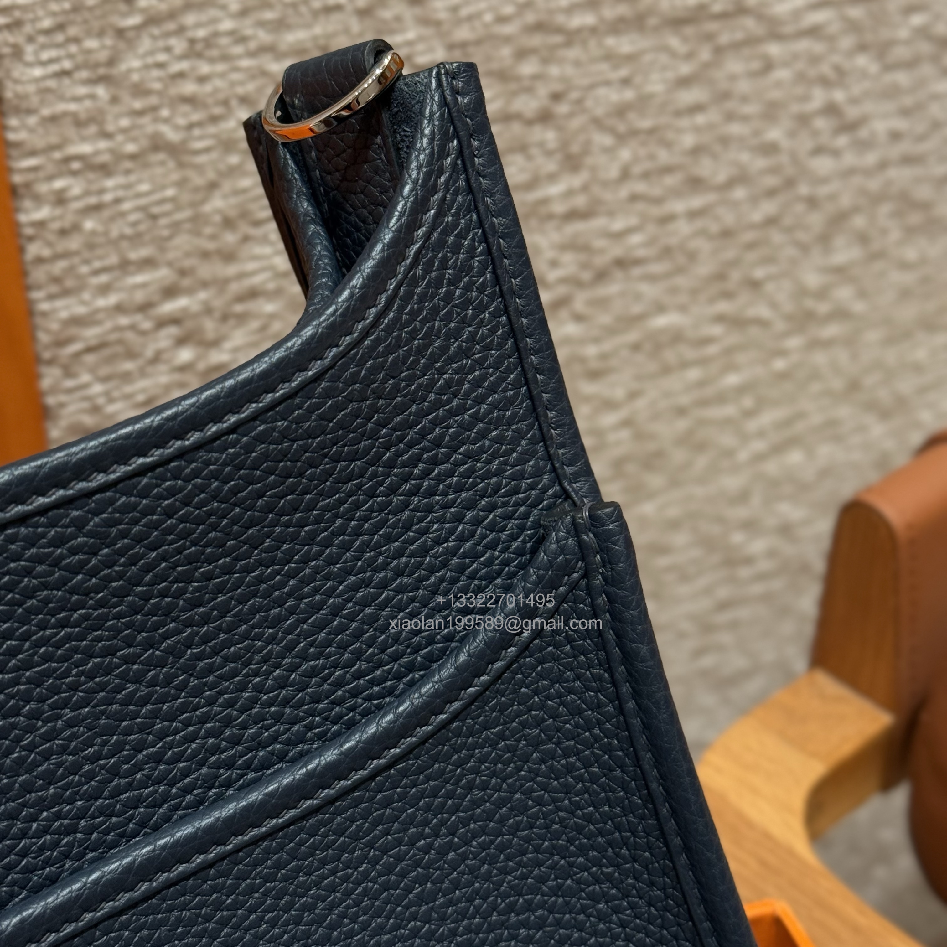 Hermès Evelyne Bag in Clemence Leather, Premium Handcrafted Customization – Midnight Blue.