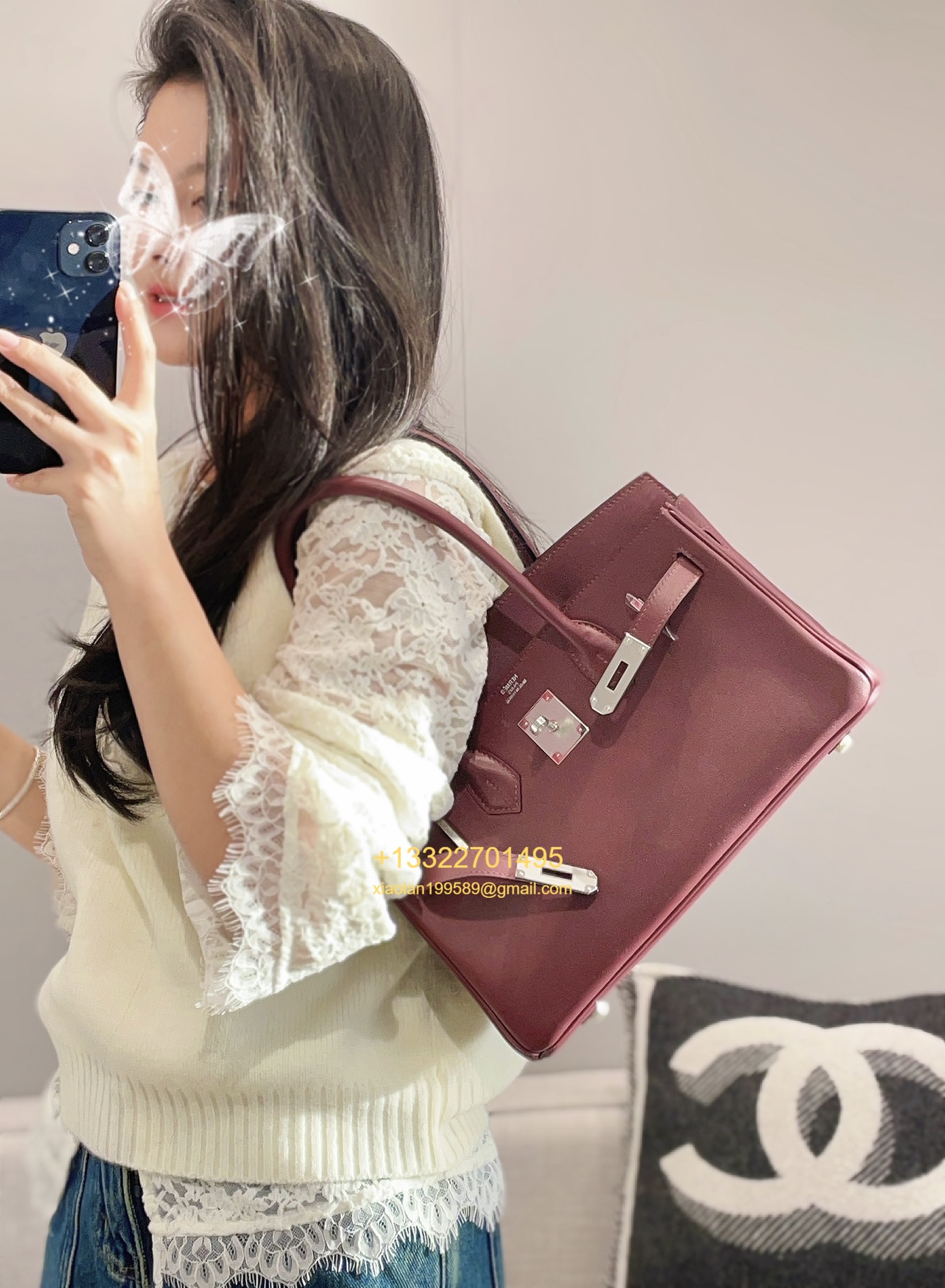 Hermès Shoulder Birkin 29 in Bordeaux Wine Red Crafted with Hermès' signature Evercolor Leather, Synchronize with Boutique, Purely Handcrafted with Waxed Thread Stitching, Pure Steel Hardware, High-End Customization