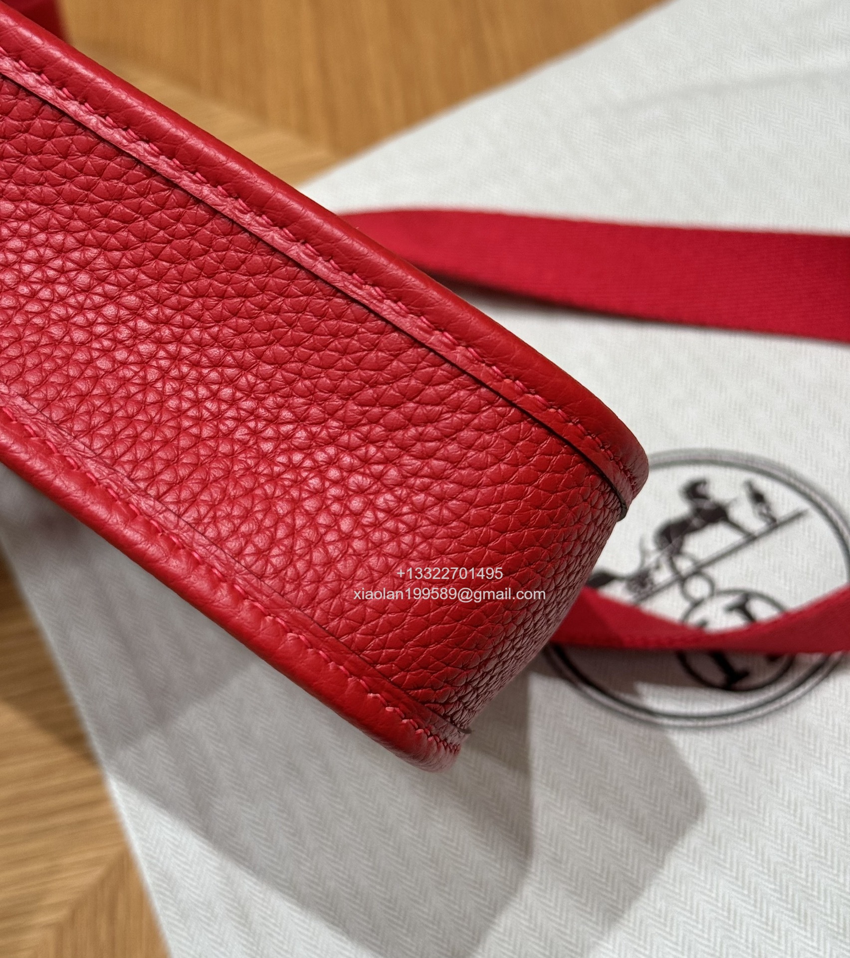 Hermès Evelyne mini Bag in Clemence Leather, Premium Handcrafted Customization-Flag Red