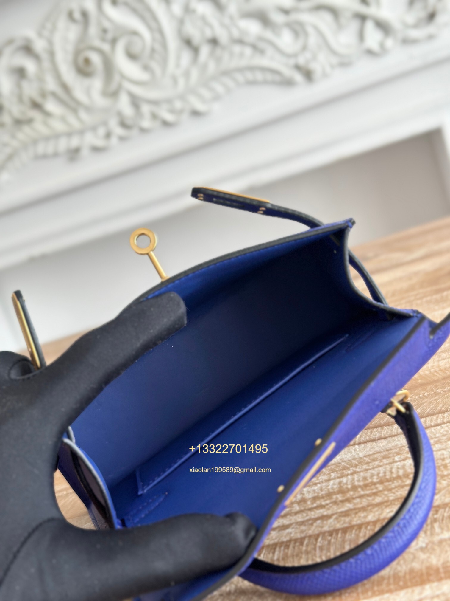 Hermès Epsom Leather Mini Kelly II in Electric Blue Purely Handcrafted with Waxed Thread Stitching, High-End Customization