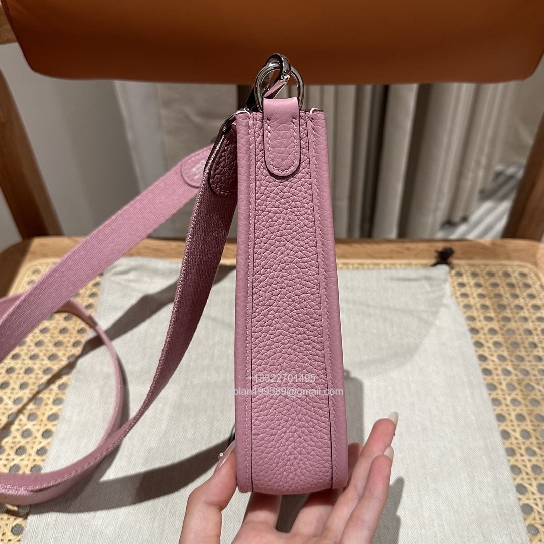 Hermès Evelyne mini Bag in Clemence Leather, Premium Handcrafted Customization-Mauve Sylvestre
