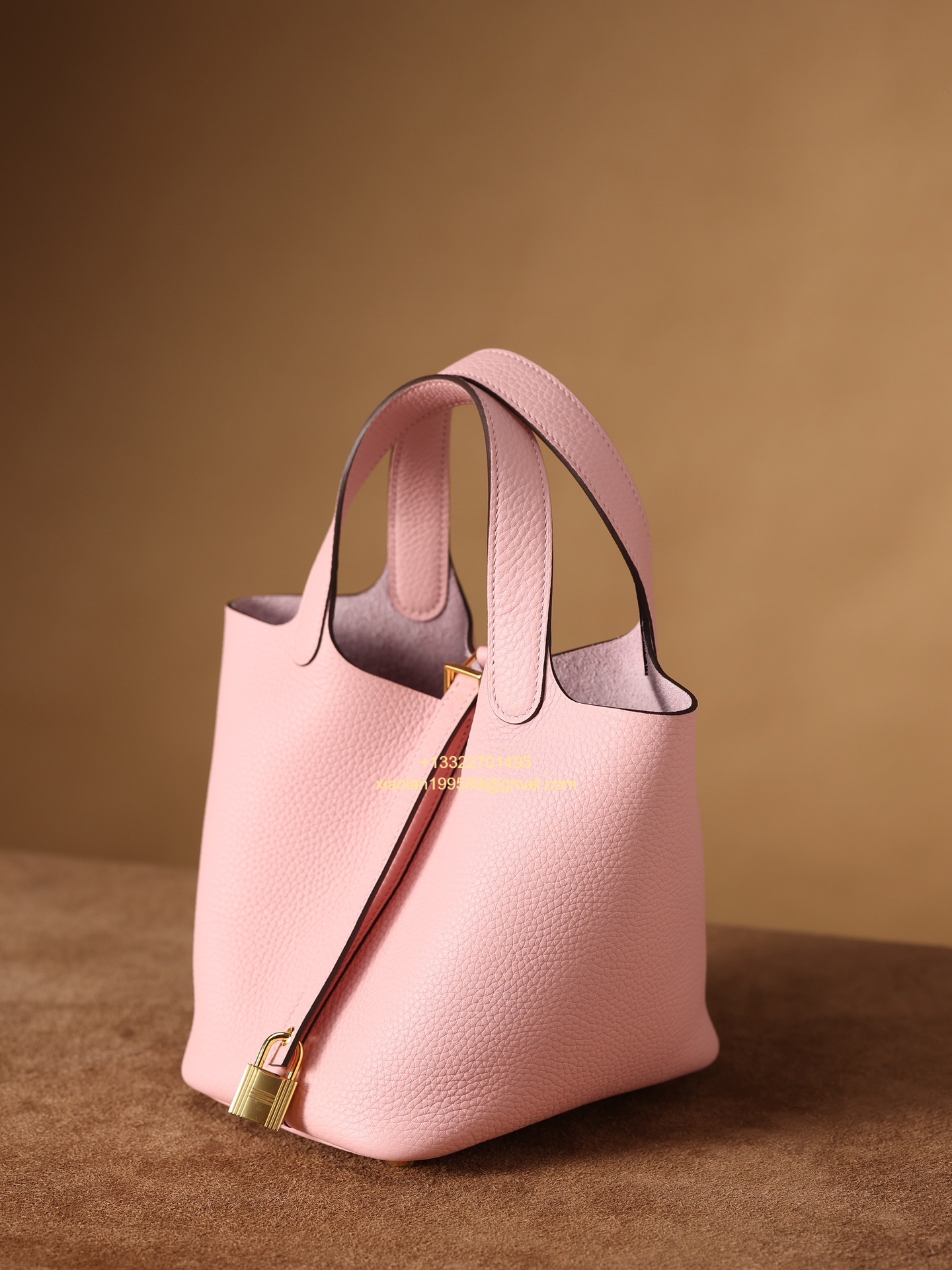 Hermès Picotin 18/22 in Clemence Leather, Hand-stitched with Beeswax Thread, High-end Customization - Sakura Pink.