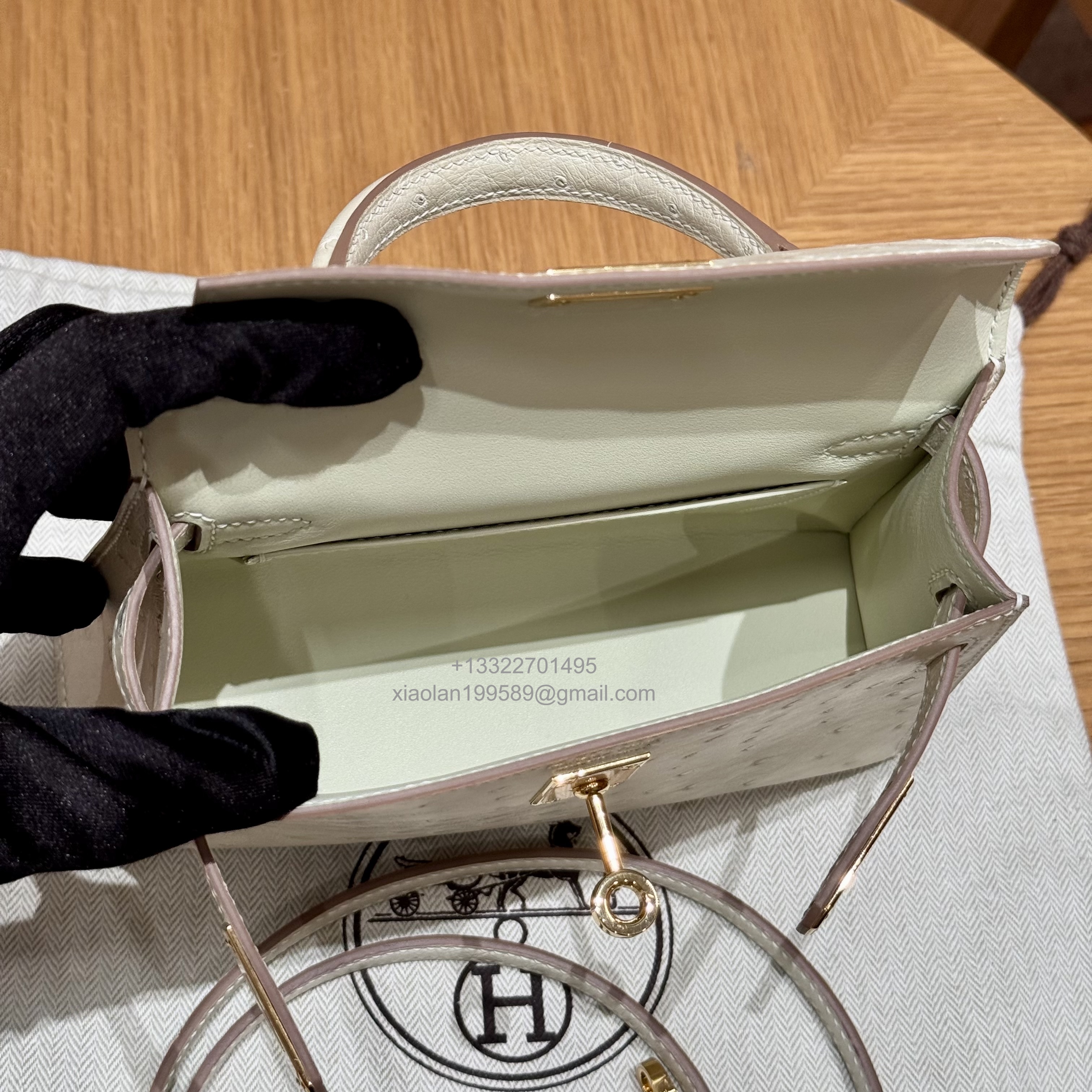 Hermès Mini Kelly Sellier II 20 in Ostrich Leather Beton