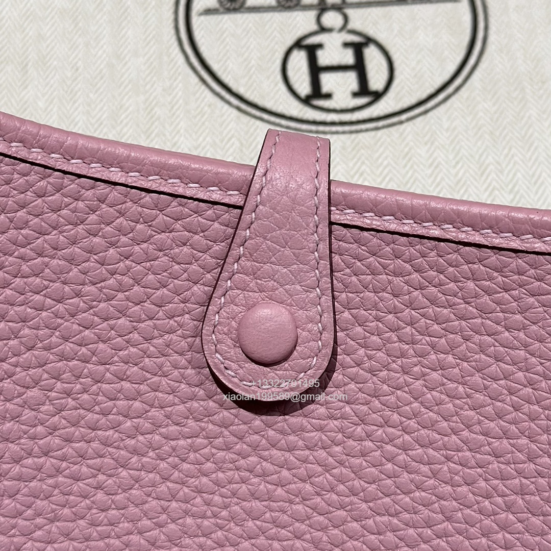 Hermès Evelyne mini Bag in Clemence Leather, Premium Handcrafted Customization-Mauve Sylvestre