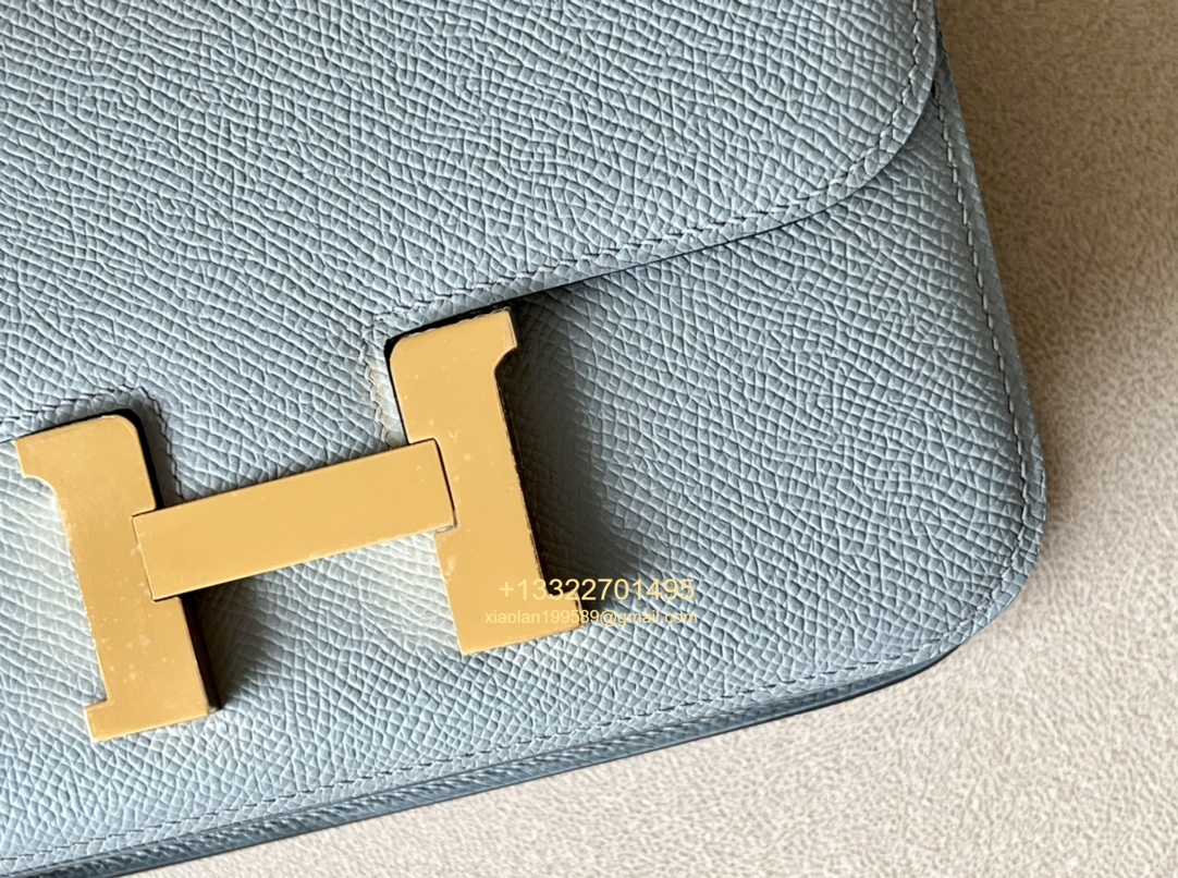 Hermès Constance 18/24 in Linen Blue Epsom leather, purely handcrafted, high-end customization edition.