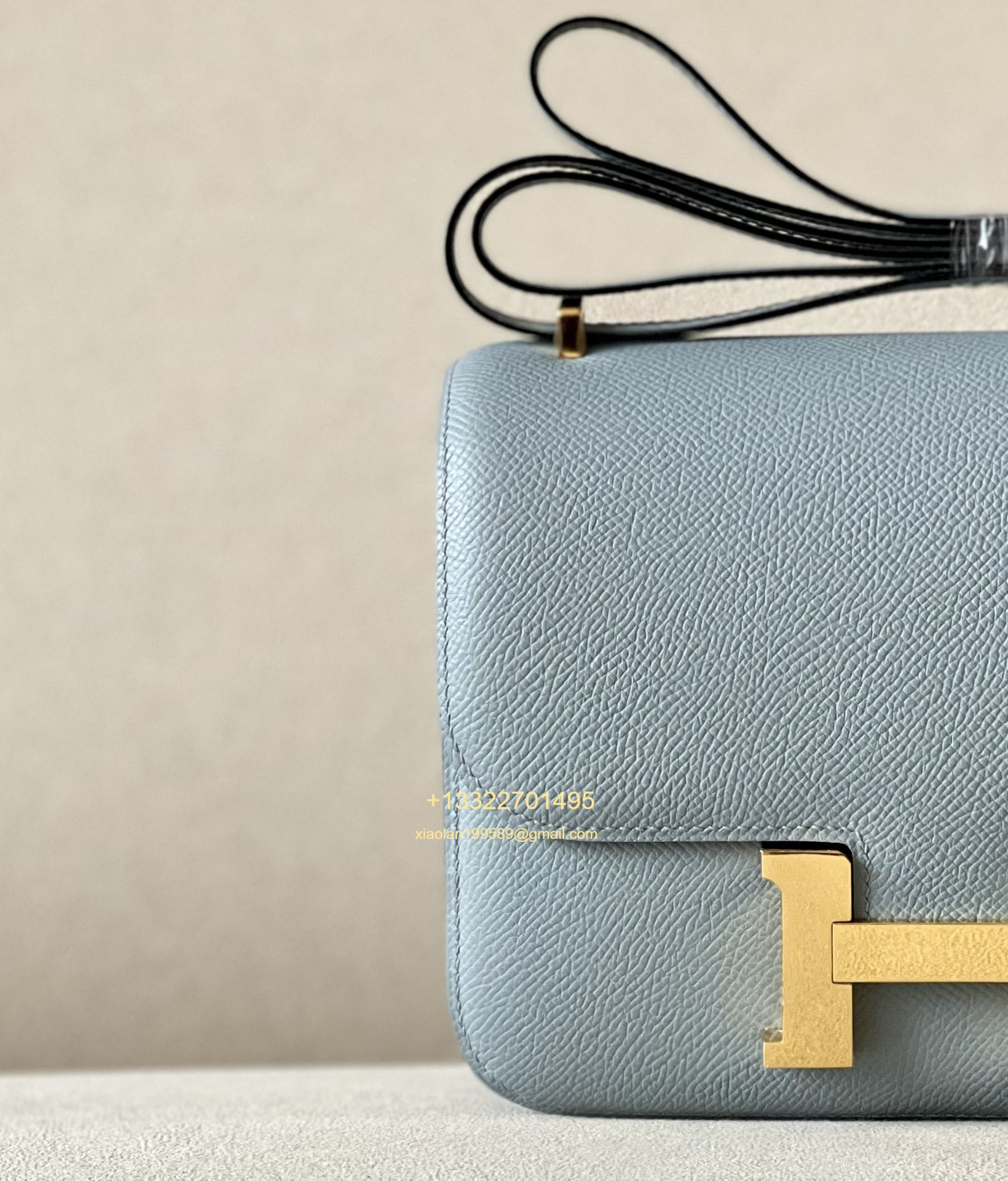 Hermès Constance 18/24 in Linen Blue Epsom leather, purely handcrafted, high-end customization edition.