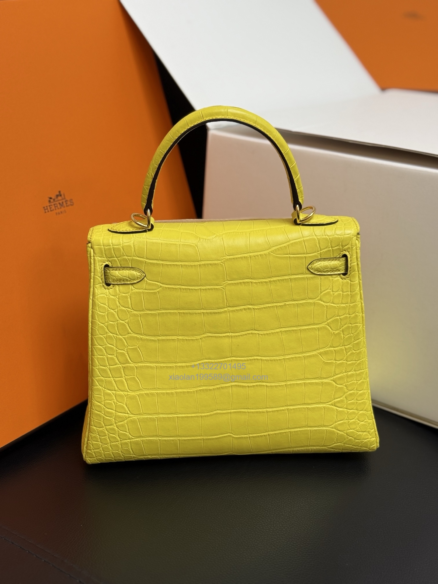 Hermès Kelly 25/28/32cm in Crocodile Leather, Fully Handmade Premium Private Customization-Marigold Yellow