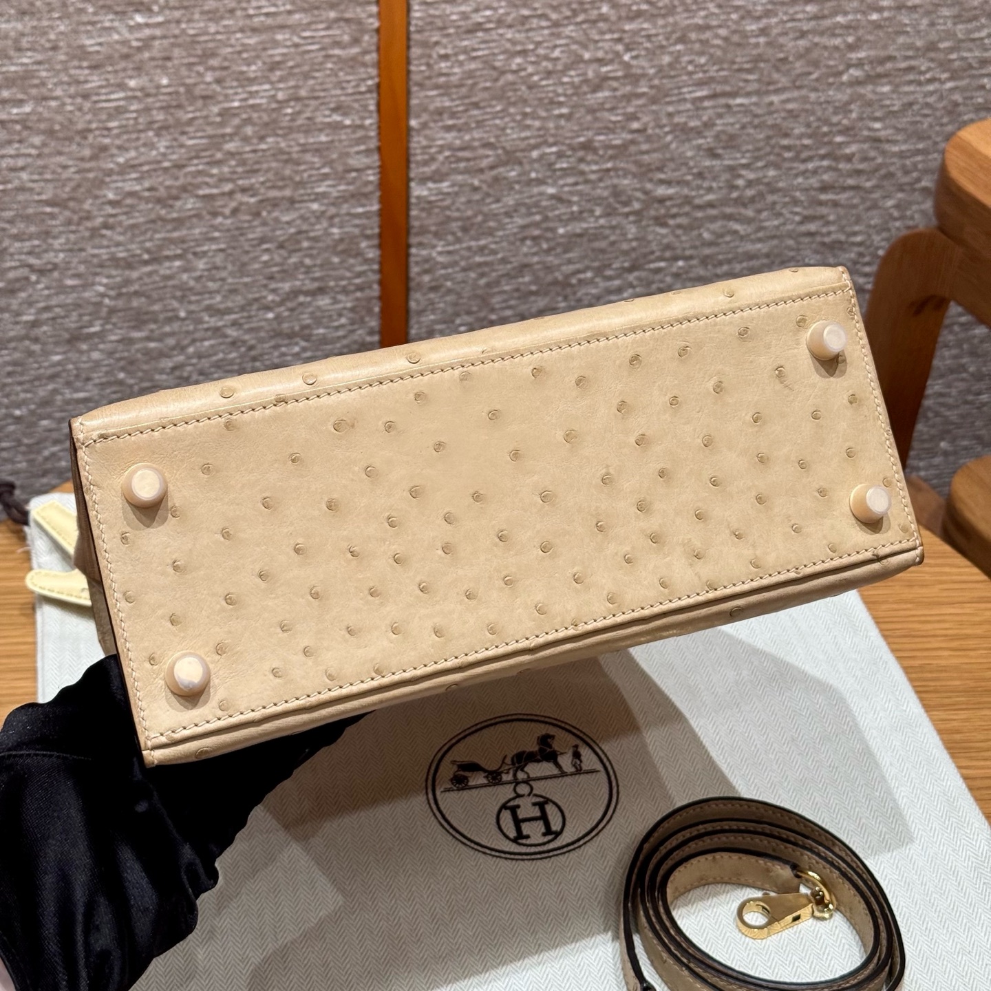 Kelly 25/28/32cm South African KK Ostrich Leather, Premium Fully Handcrafted Exclusive Custom –Chai