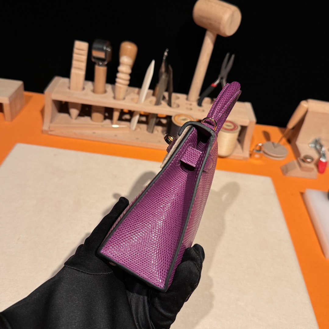 Hermès Mini Kelly II, lizard leather, all handmade ‼️ Anemone Purple