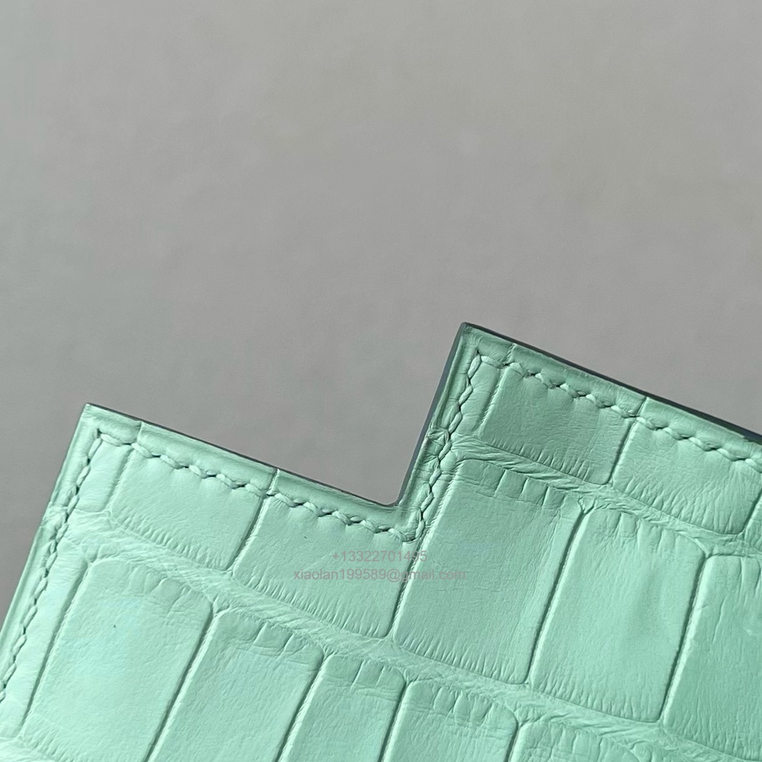Hermès Kelly 25/28/32cm in Crocodile Leather, Fully Handmade Premium Private Customization-Mint Green