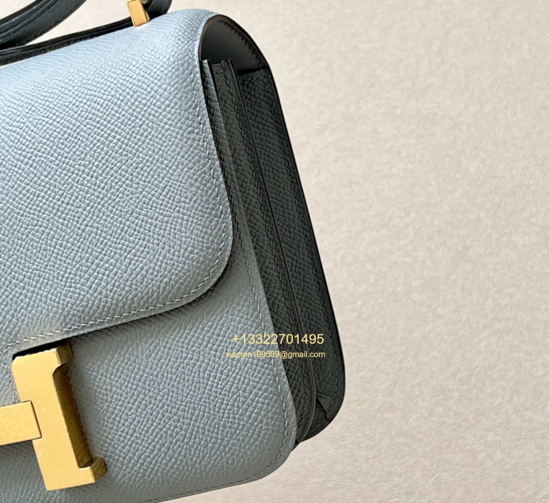 Hermès Constance 18/24 in Linen Blue Epsom leather, purely handcrafted, high-end customization edition.